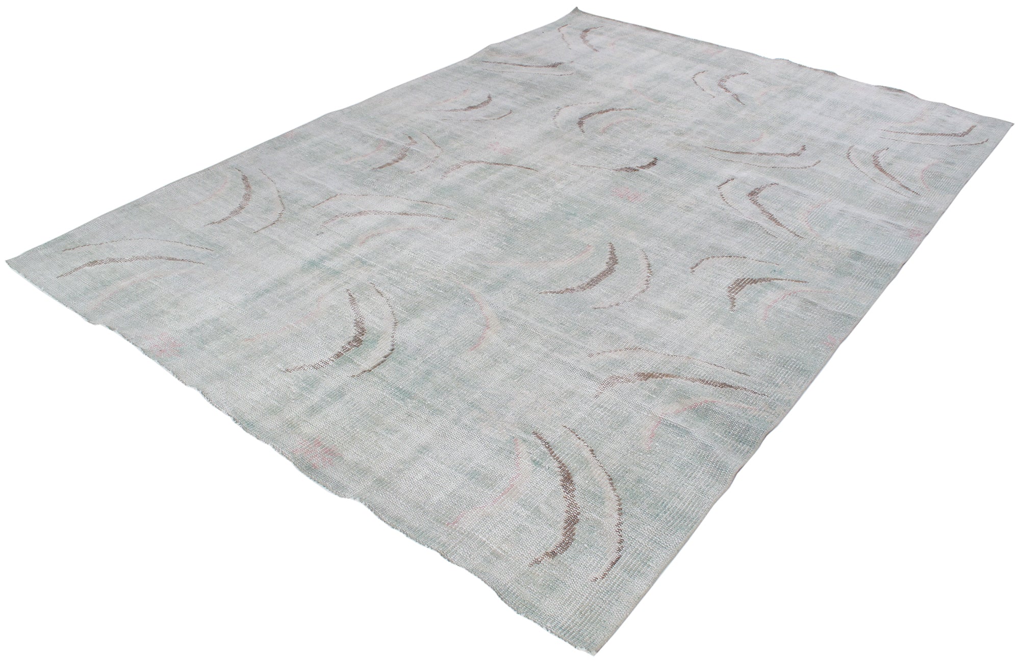 Vintage Turkish Art Deco Rug in Soft Pastels