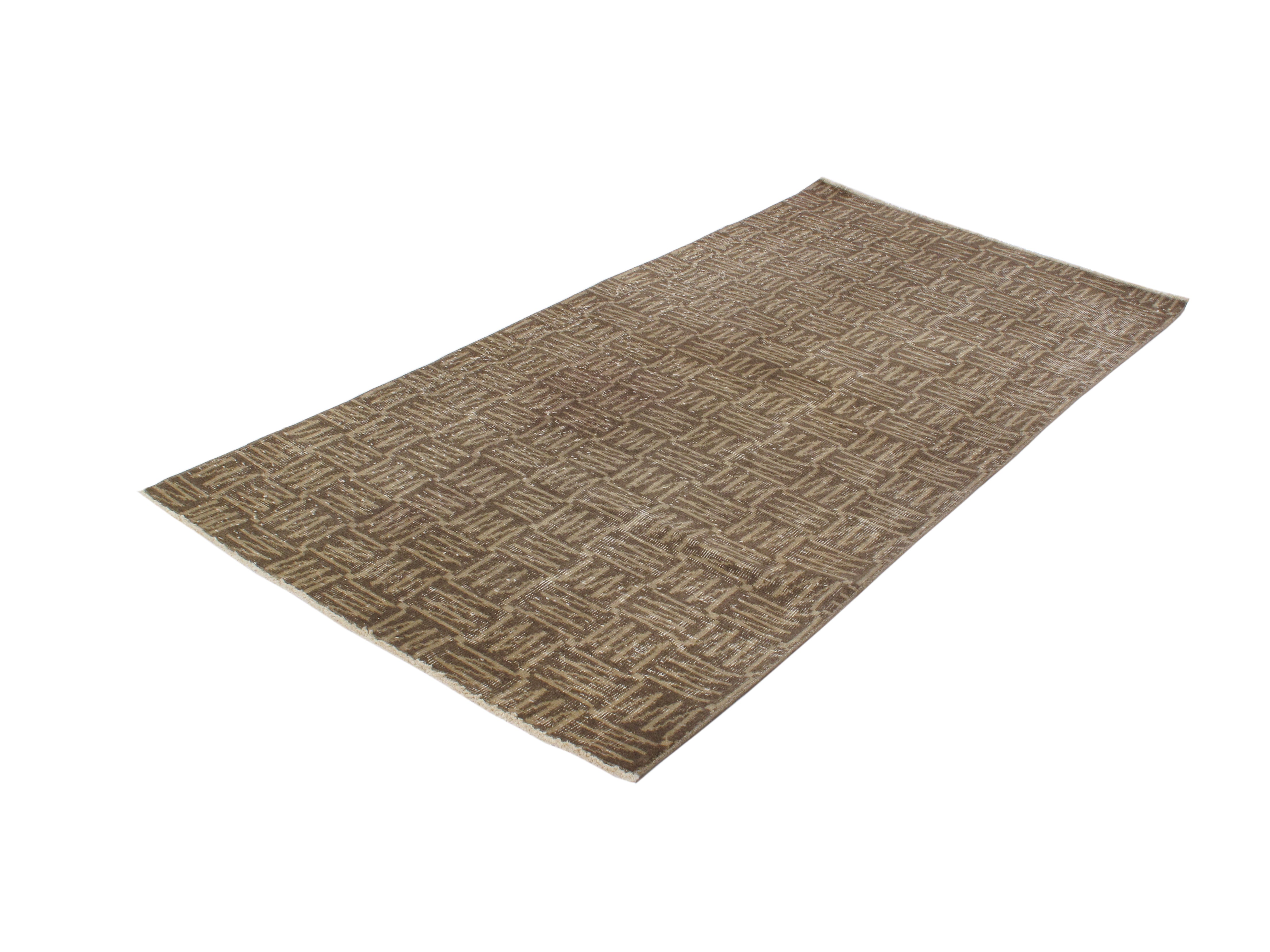 Vintage Geometric Art Deco Flatweave Rug