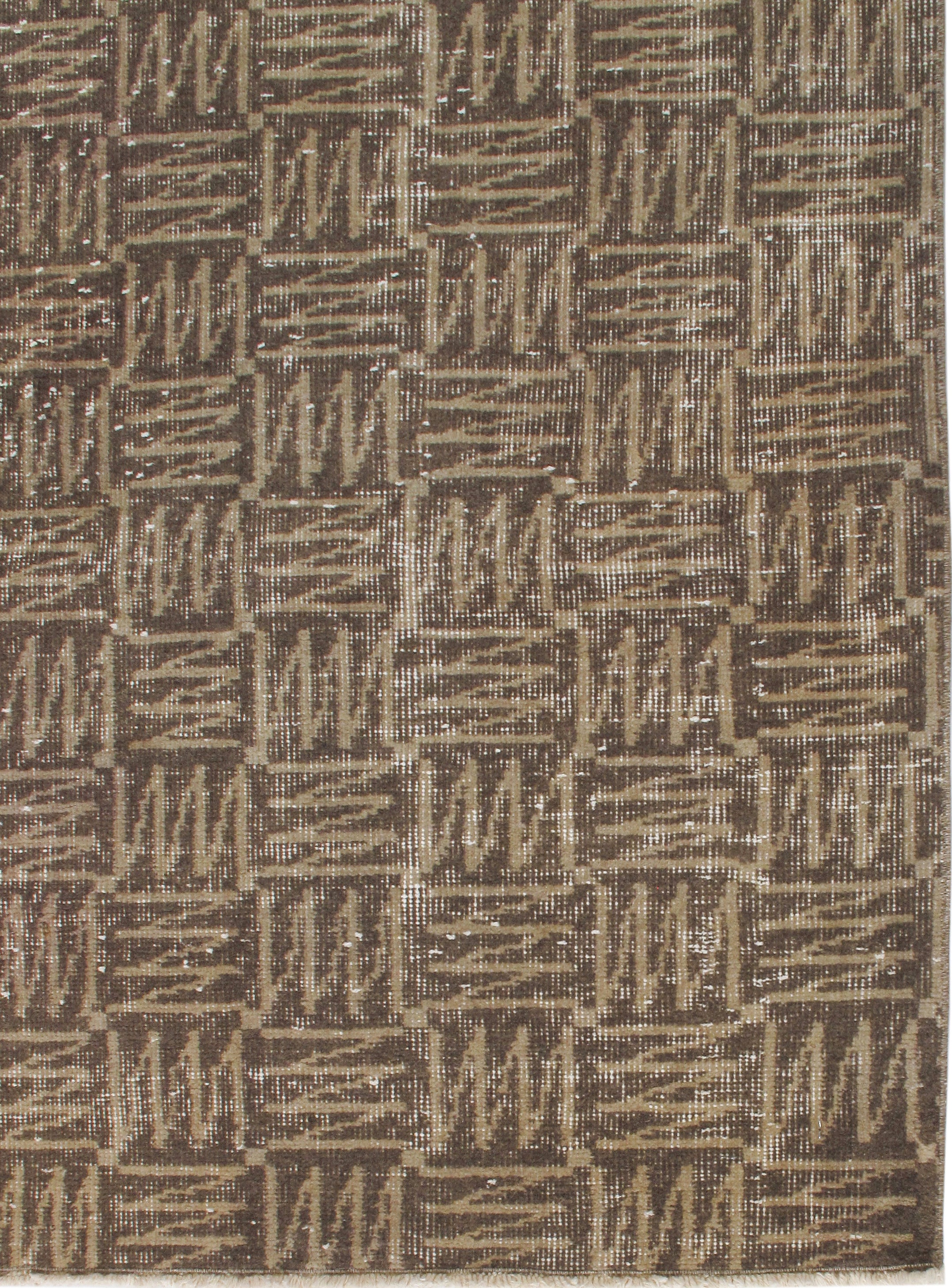 Vintage Geometric Art Deco Flatweave Rug