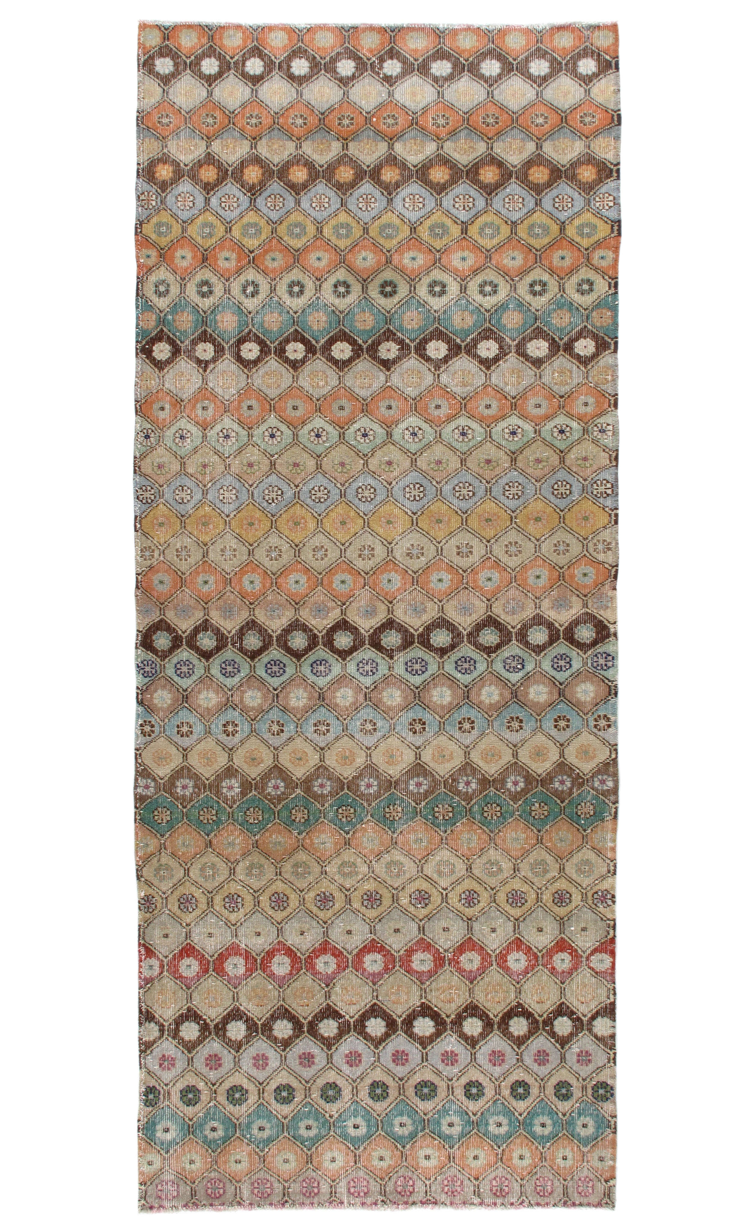 Vintage Multicolor Diamond Flatweave Rug