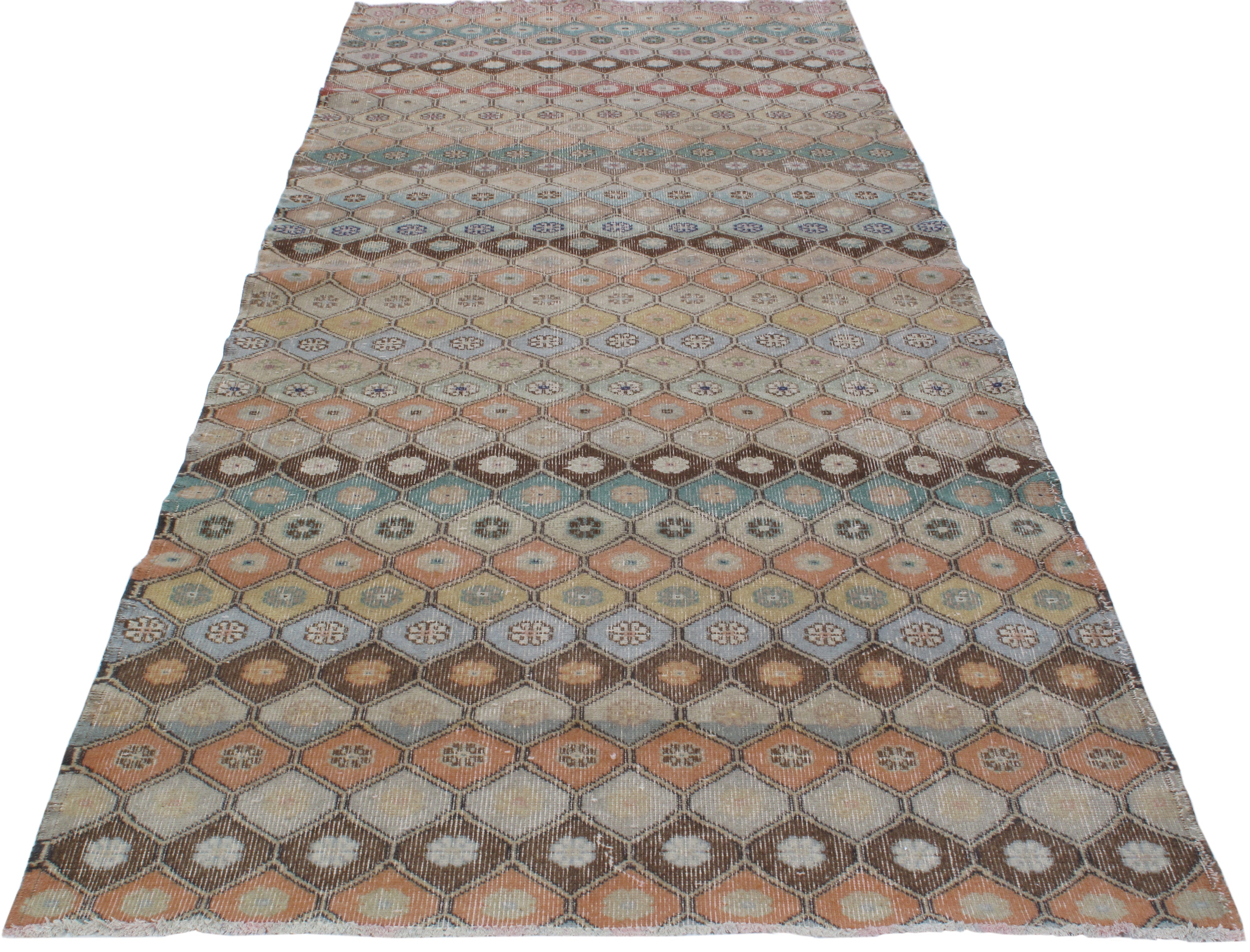 Vintage Multicolor Diamond Flatweave Rug