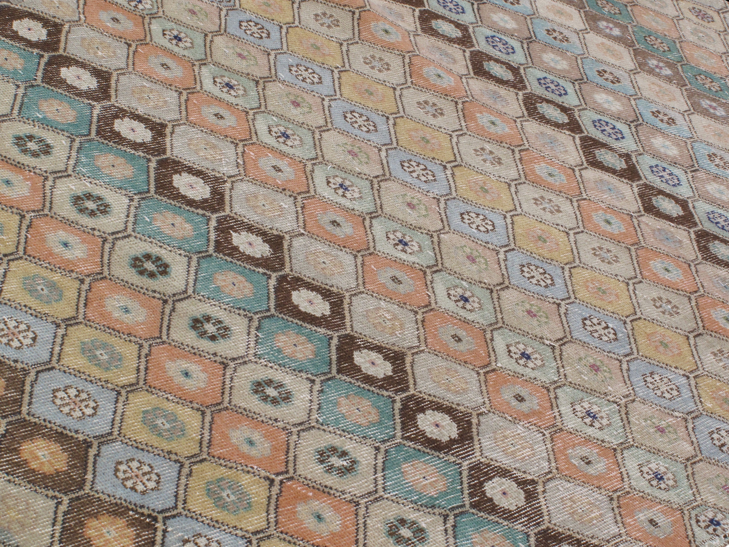 Vintage Multicolor Diamond Flatweave Rug