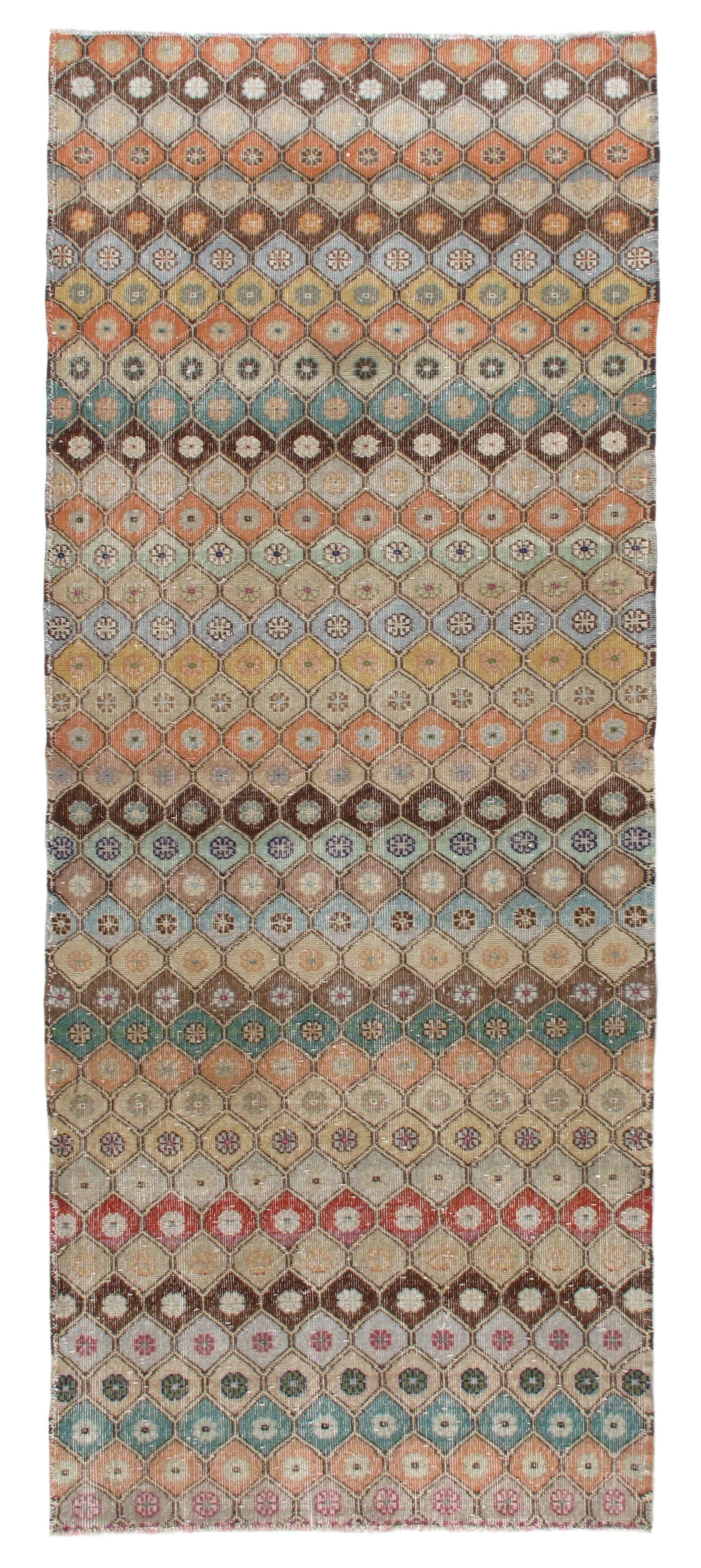 Vintage Multicolor Diamond Flatweave Rug