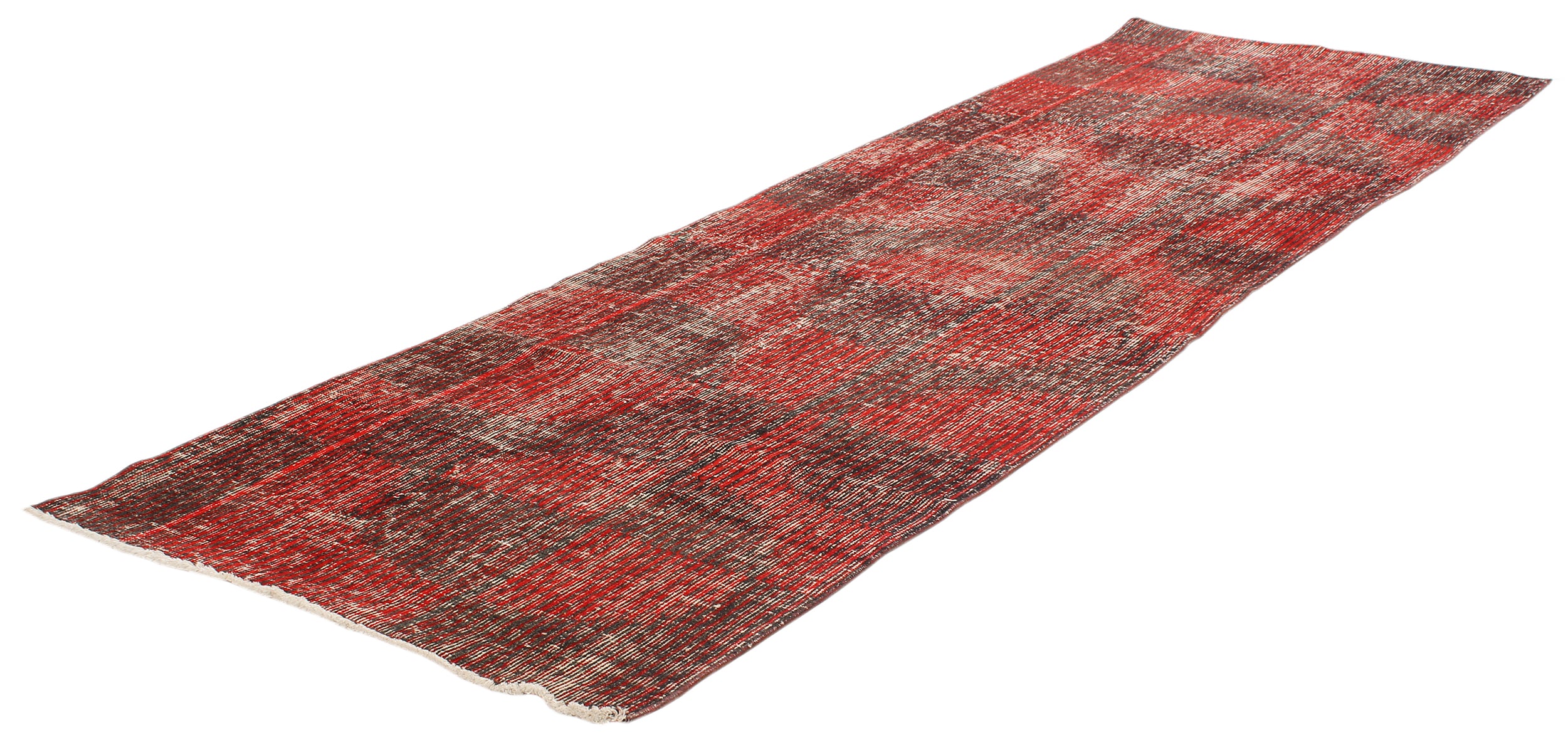 Vintage Red and Charcoal Abstract Flatweave Rug