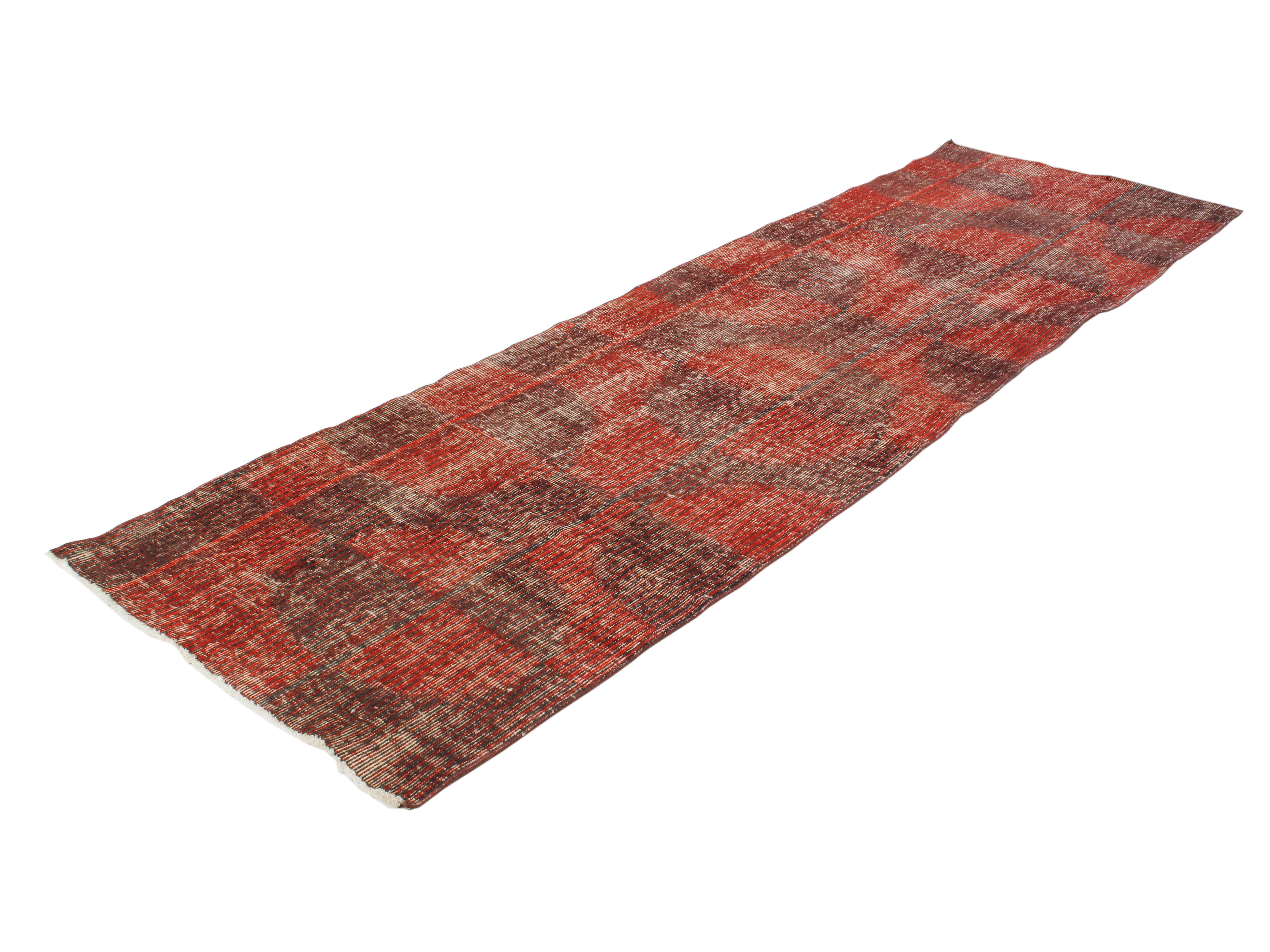 Vintage Red and Charcoal Abstract Flatweave Rug