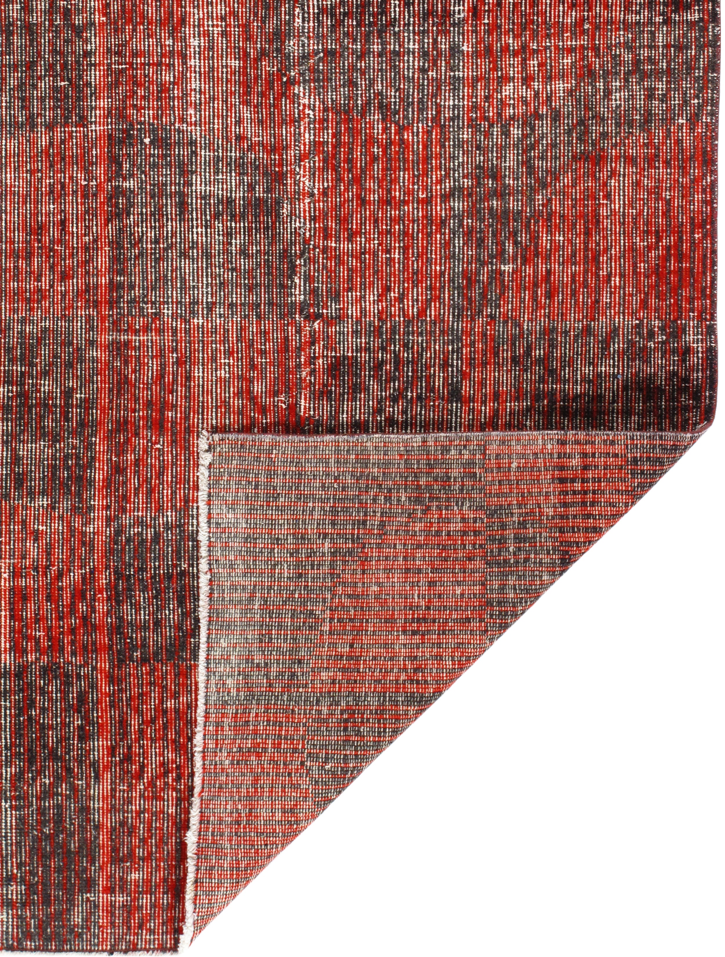 Vintage Red and Charcoal Abstract Flatweave Rug