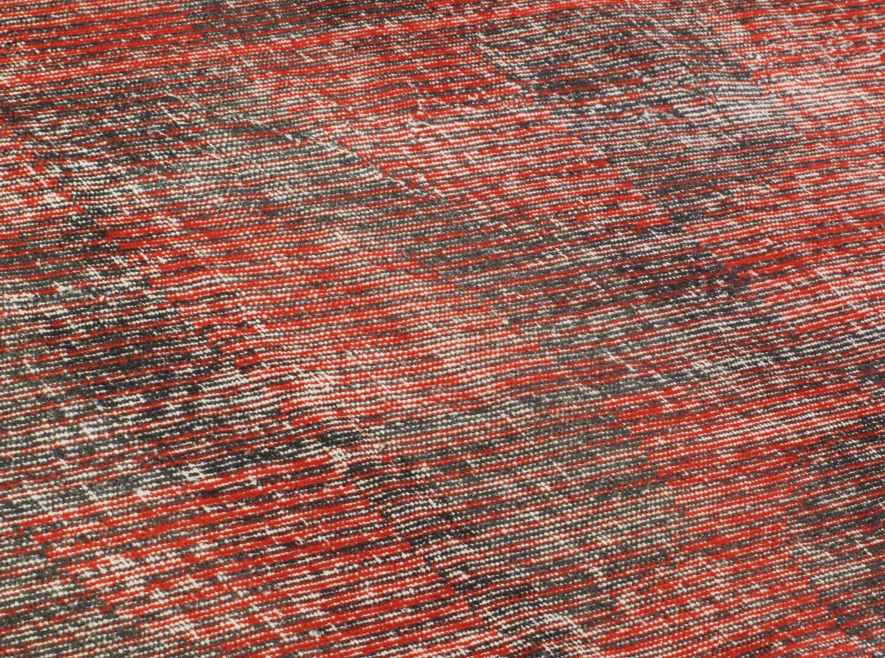 Vintage Red and Charcoal Abstract Flatweave Rug