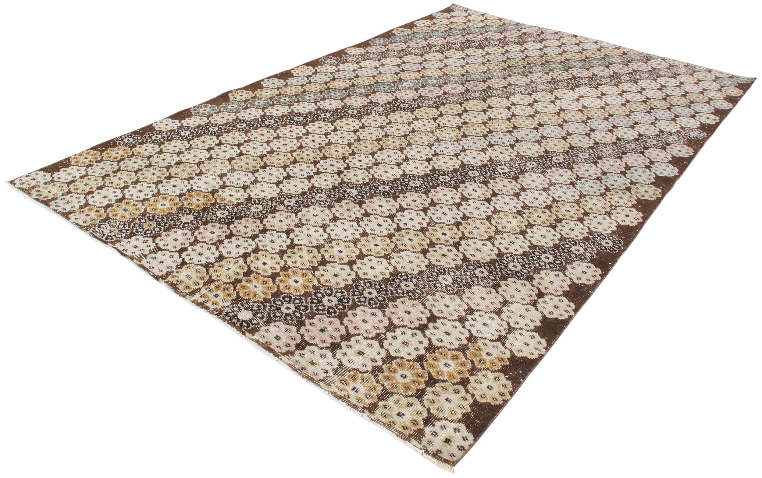 Vintage Floral Medallion Flatweave Rug in Soft Pastels
