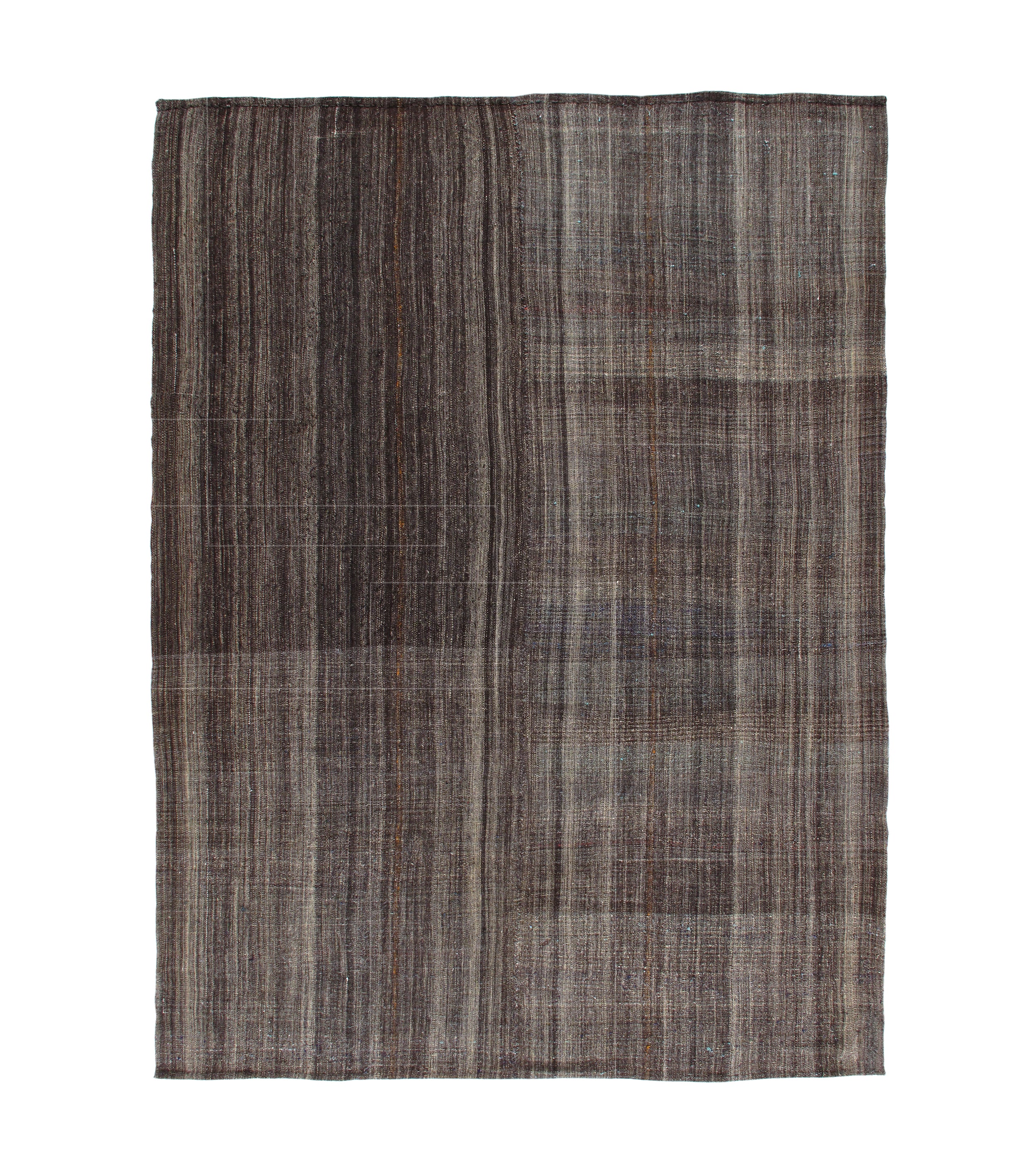 Vintage Minimalist Striped Flatweave Rug in Earthy Browns