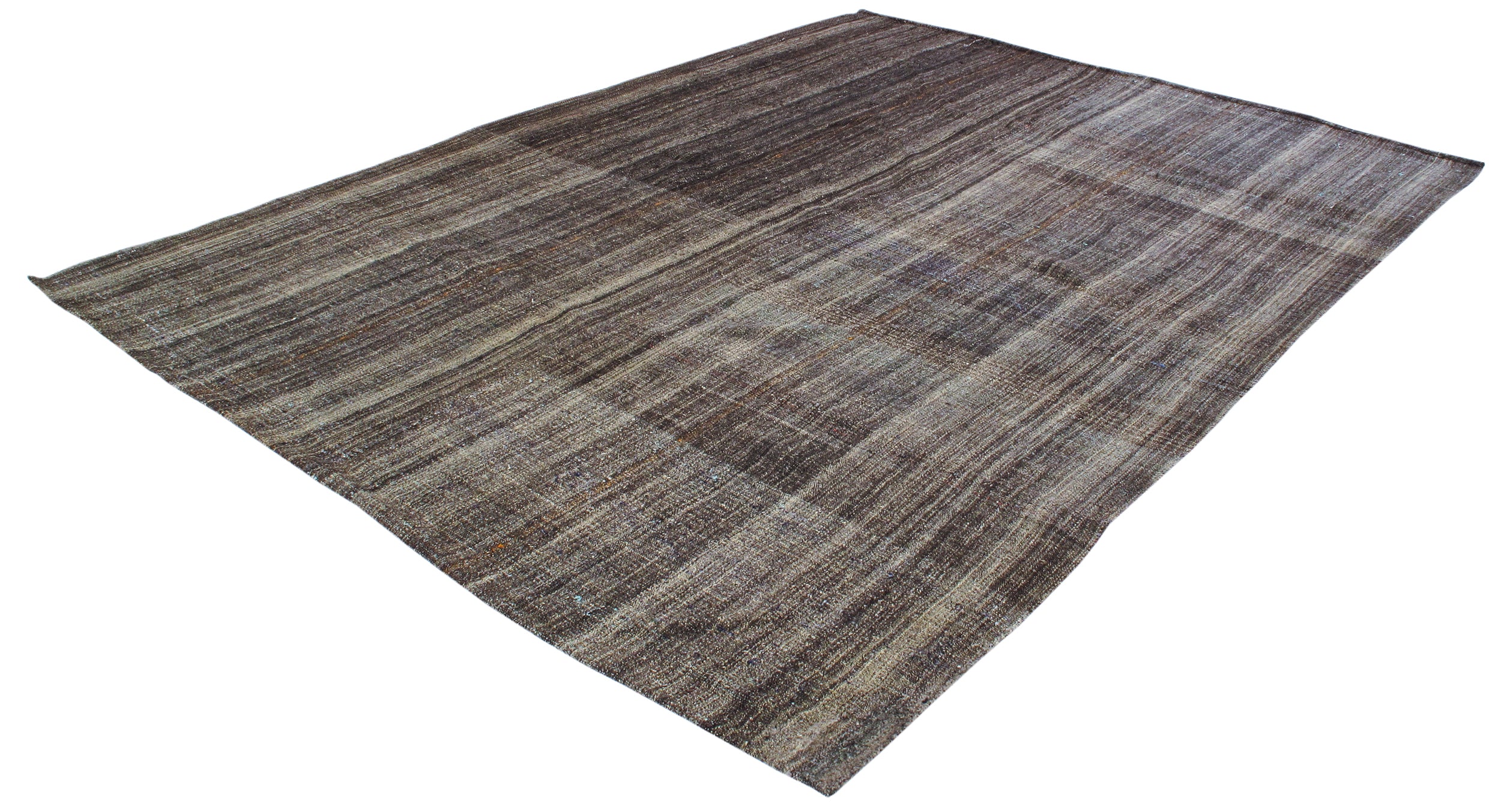 Vintage Minimalist Striped Flatweave Rug in Earthy Browns