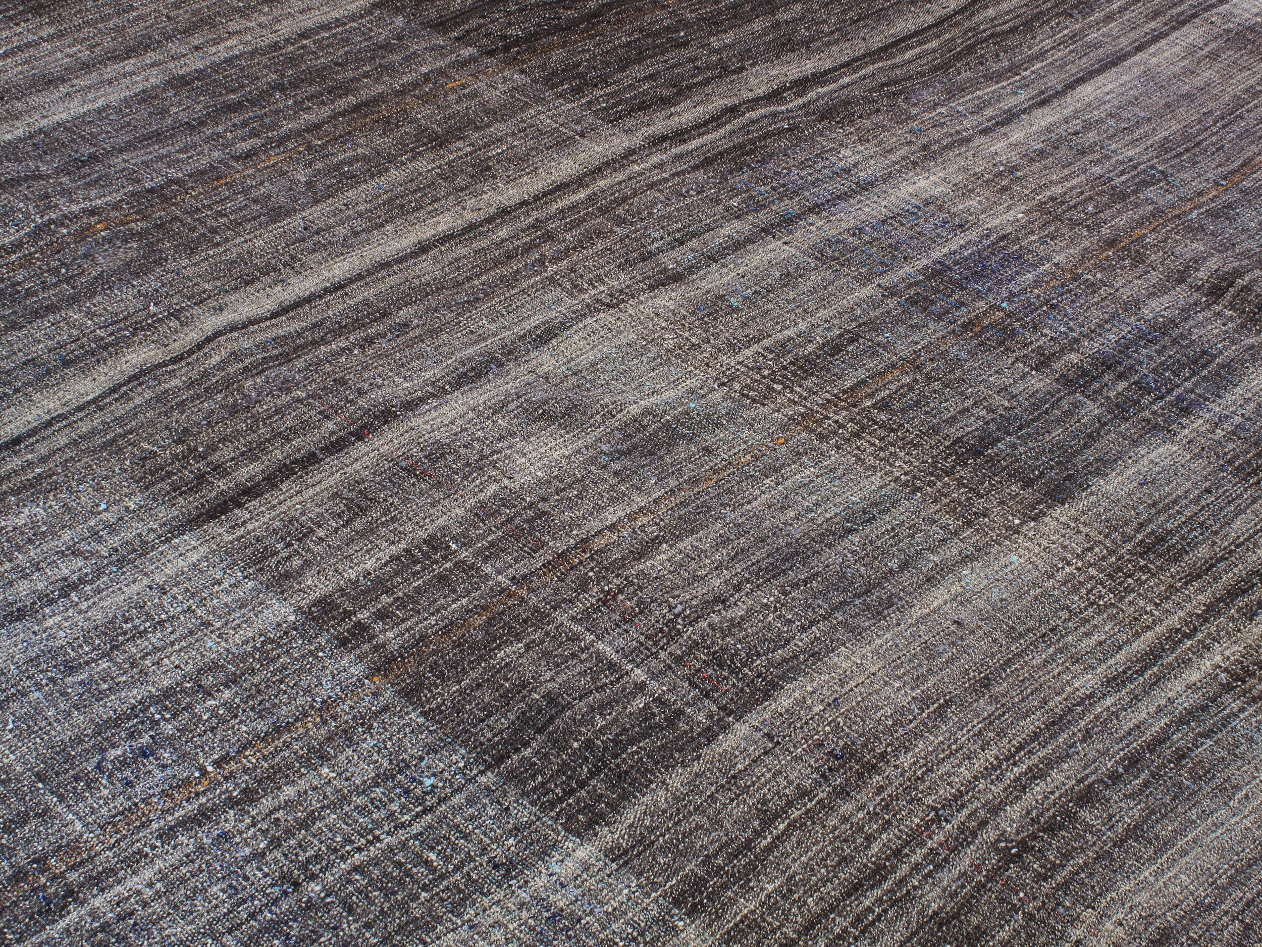 Vintage Minimalist Striped Flatweave Rug in Earthy Browns