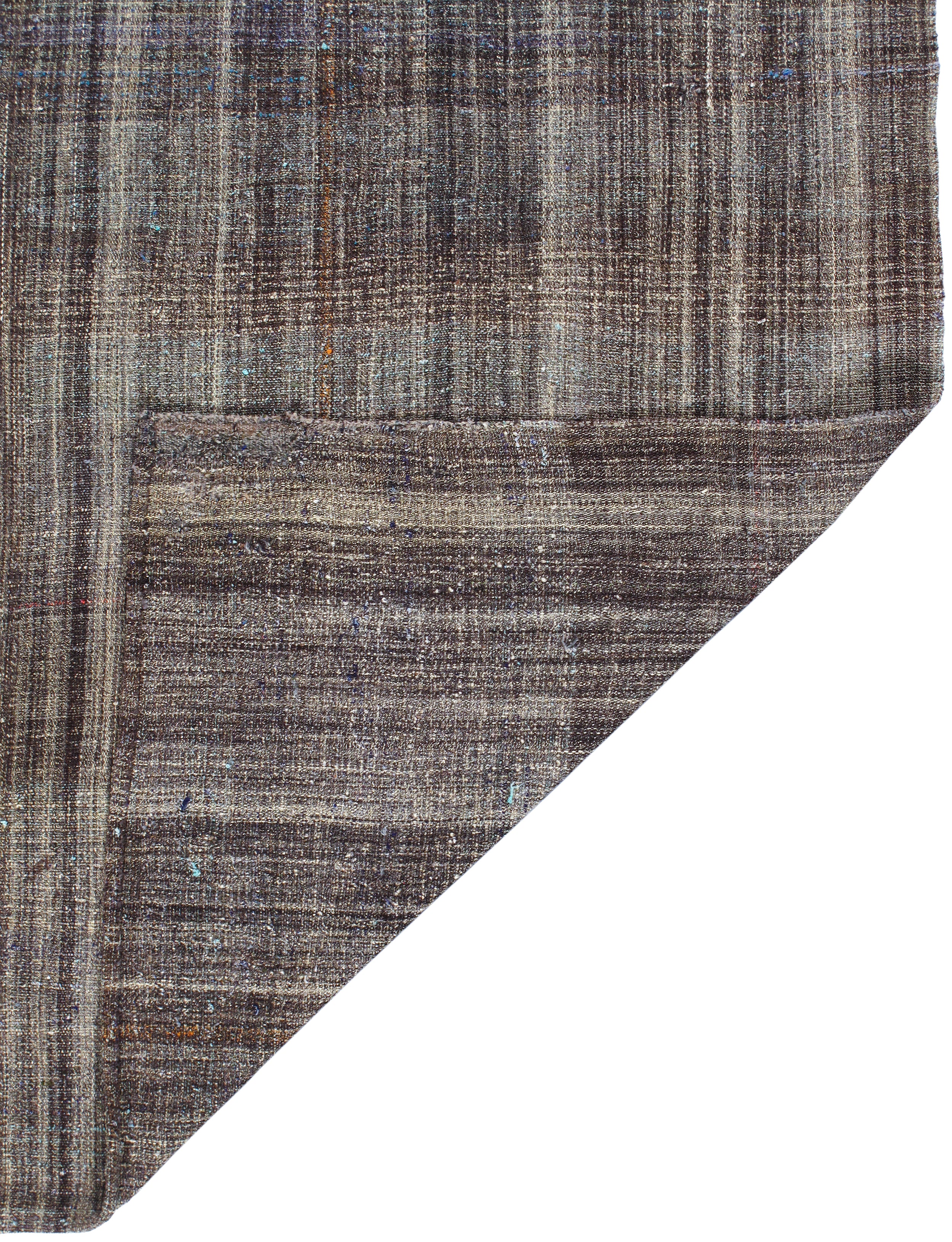 Vintage Minimalist Striped Flatweave Rug in Earthy Browns