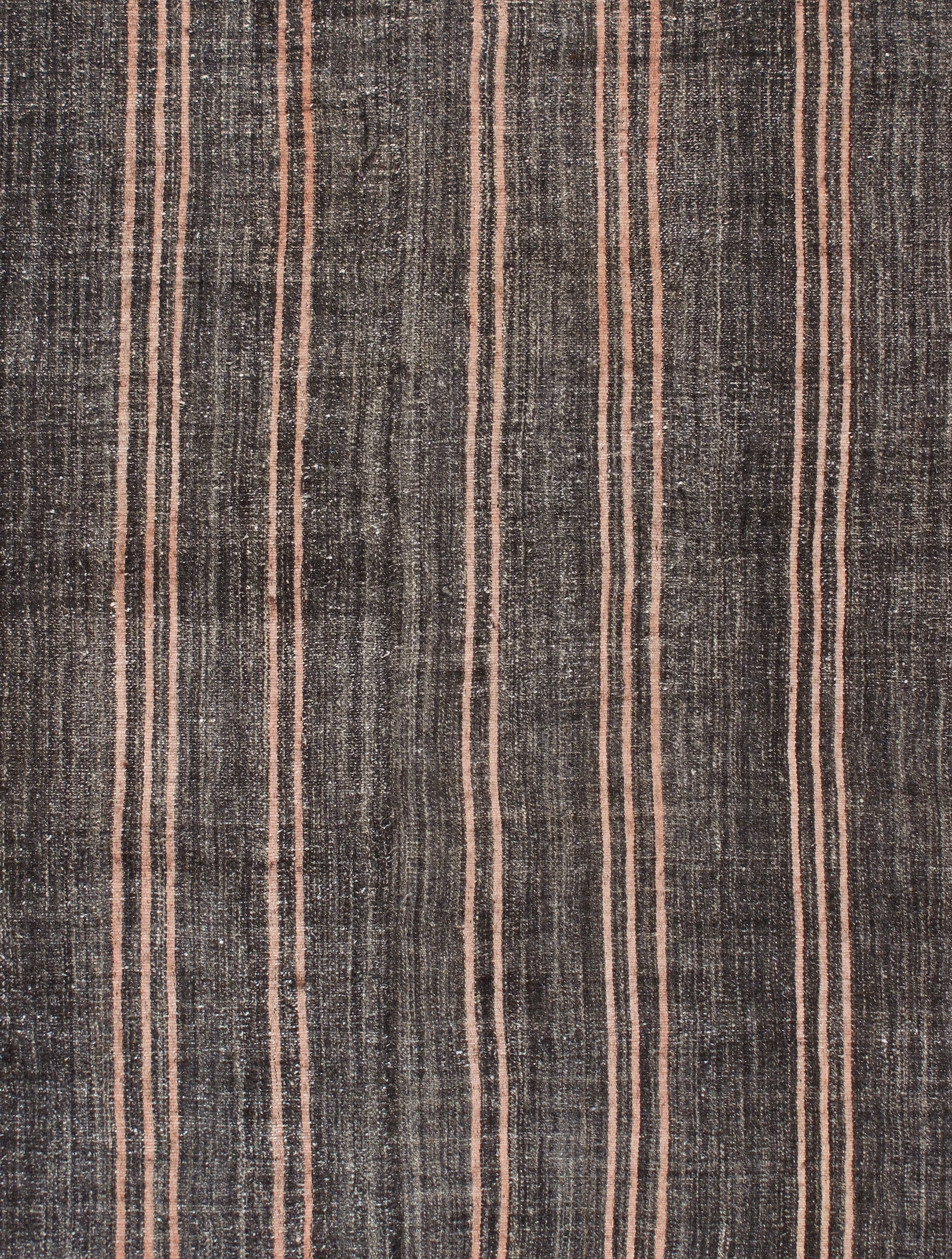 Vintage Brown Flatweave Rug with Terracotta Stripes