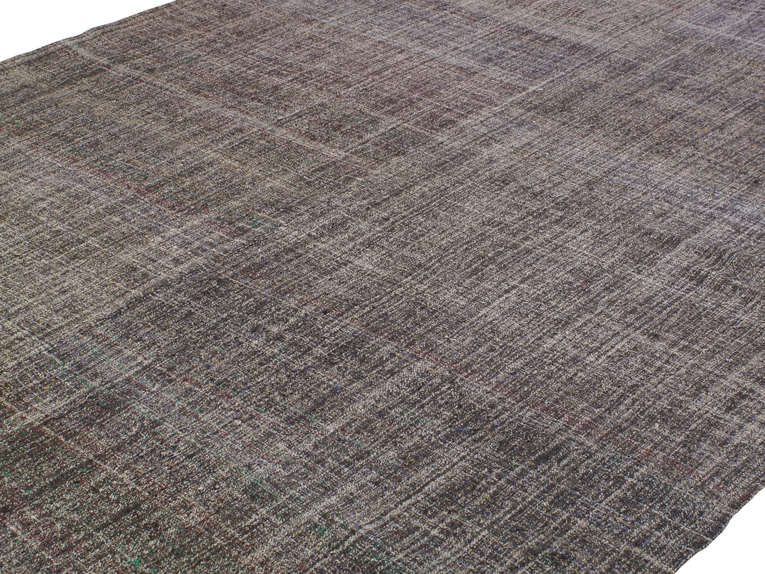 Vintage Earth-Toned Flatweave Rug with Subtle Color Shifts