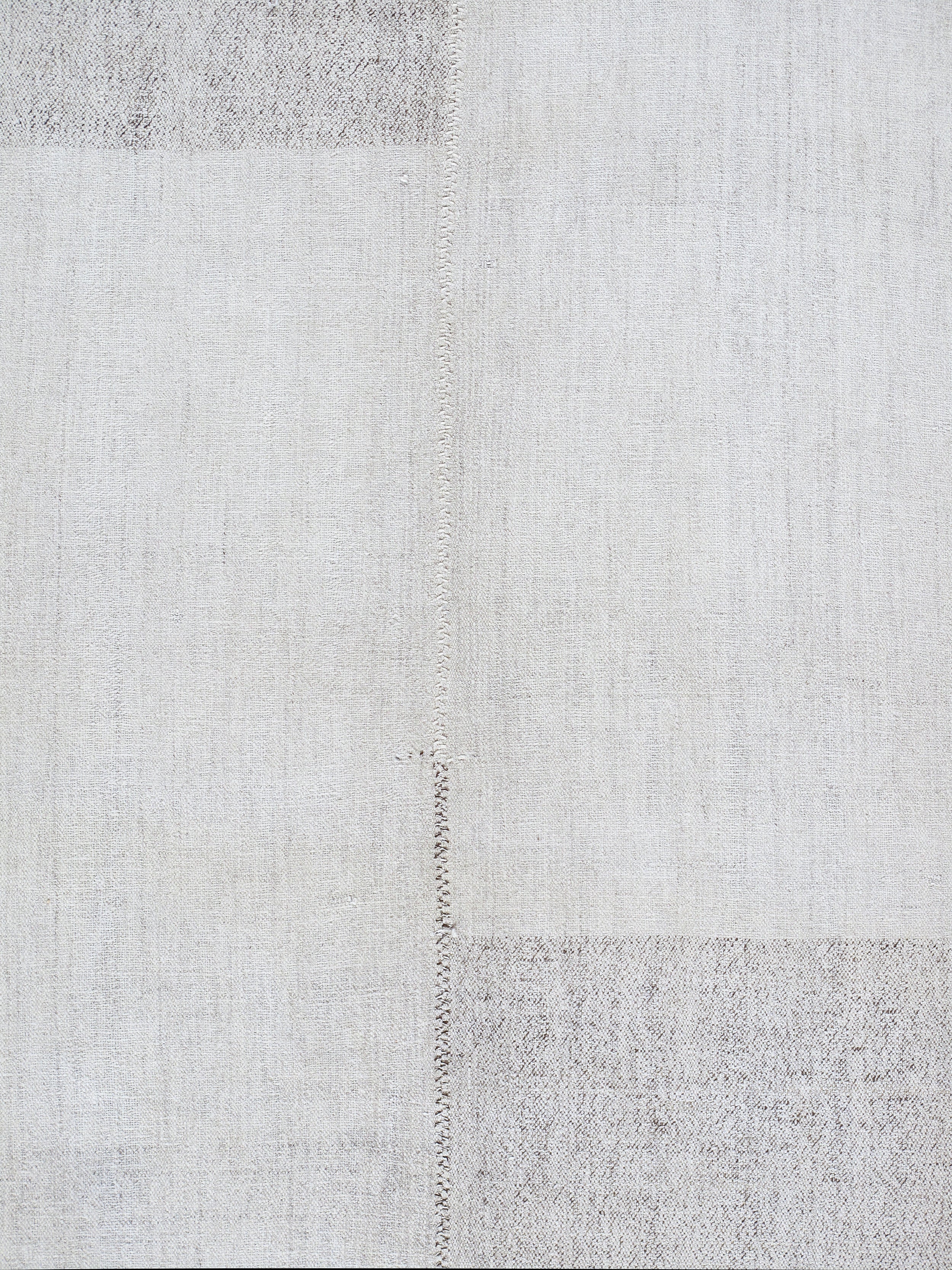 Contemporary Ivory Flatweave Rug with Subtle Geometric Blocks