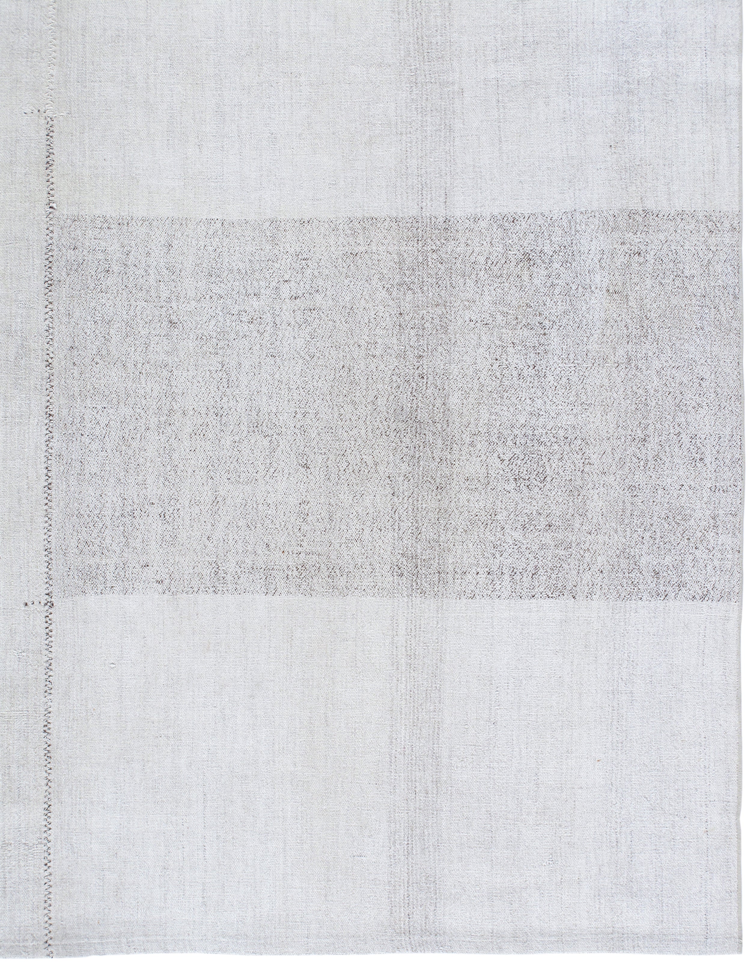 Contemporary Ivory Flatweave Rug with Subtle Geometric Blocks