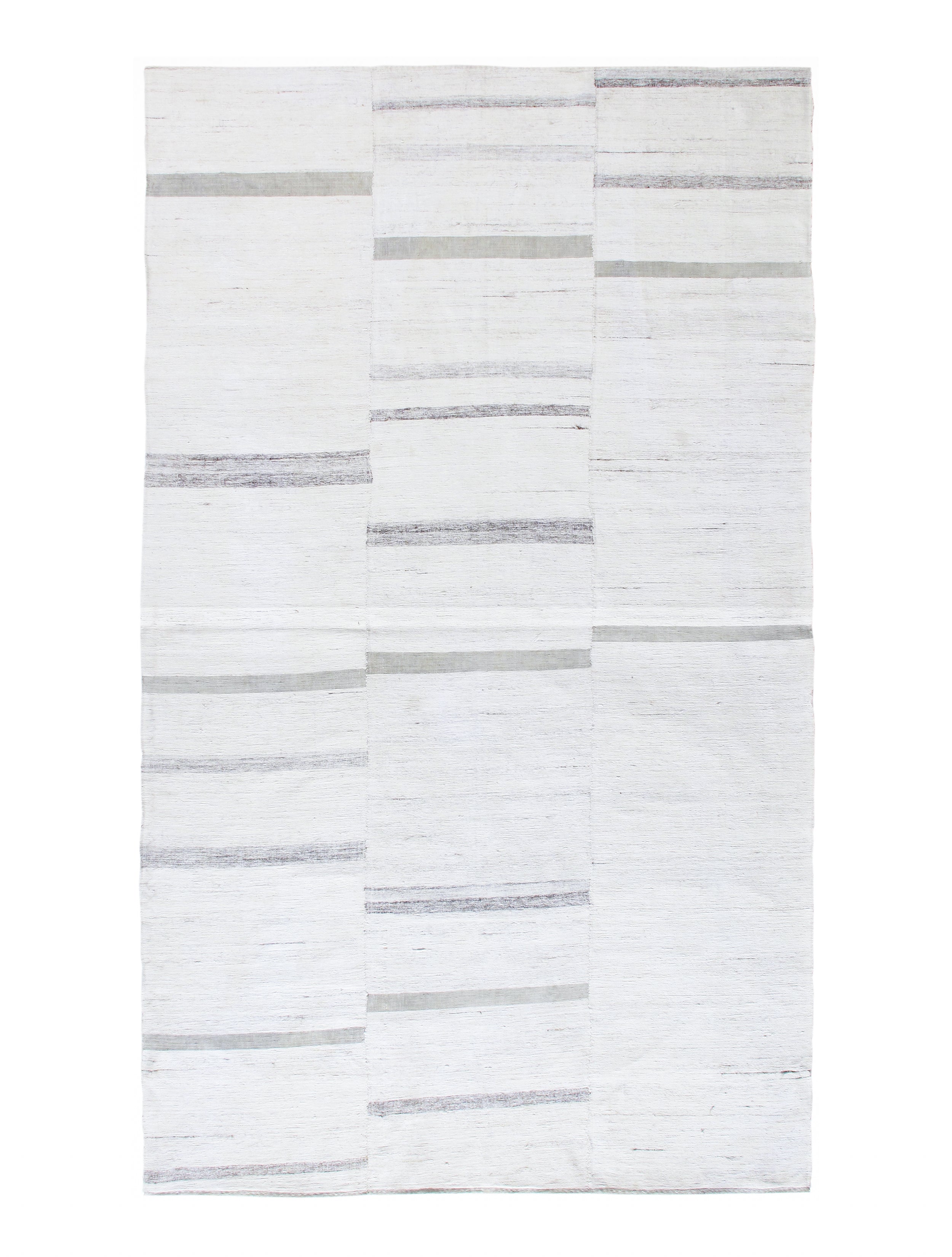 Contemporary Ivory Flatweave Rug with Minimal Linear Accents