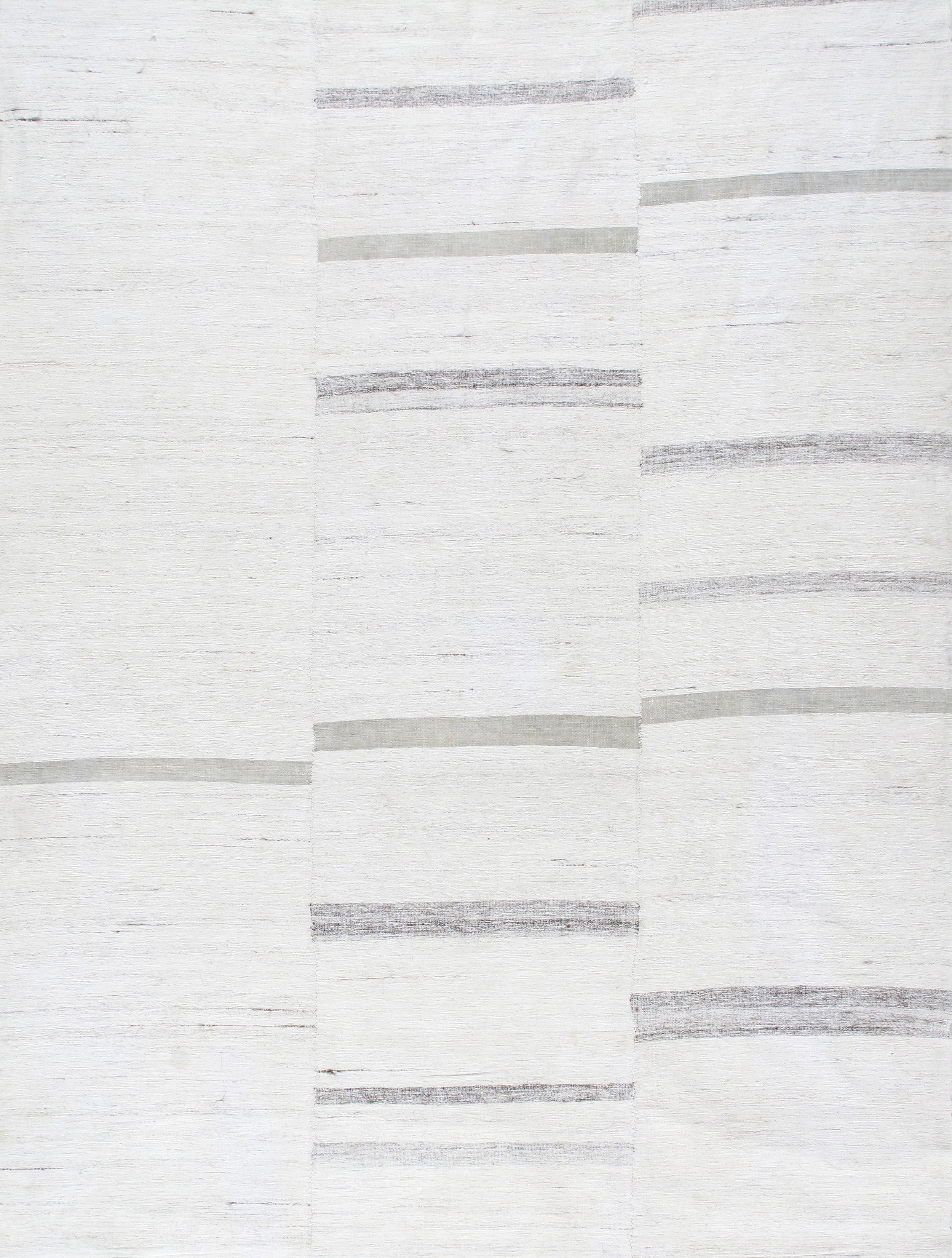 Contemporary Ivory Flatweave Rug with Minimal Linear Accents