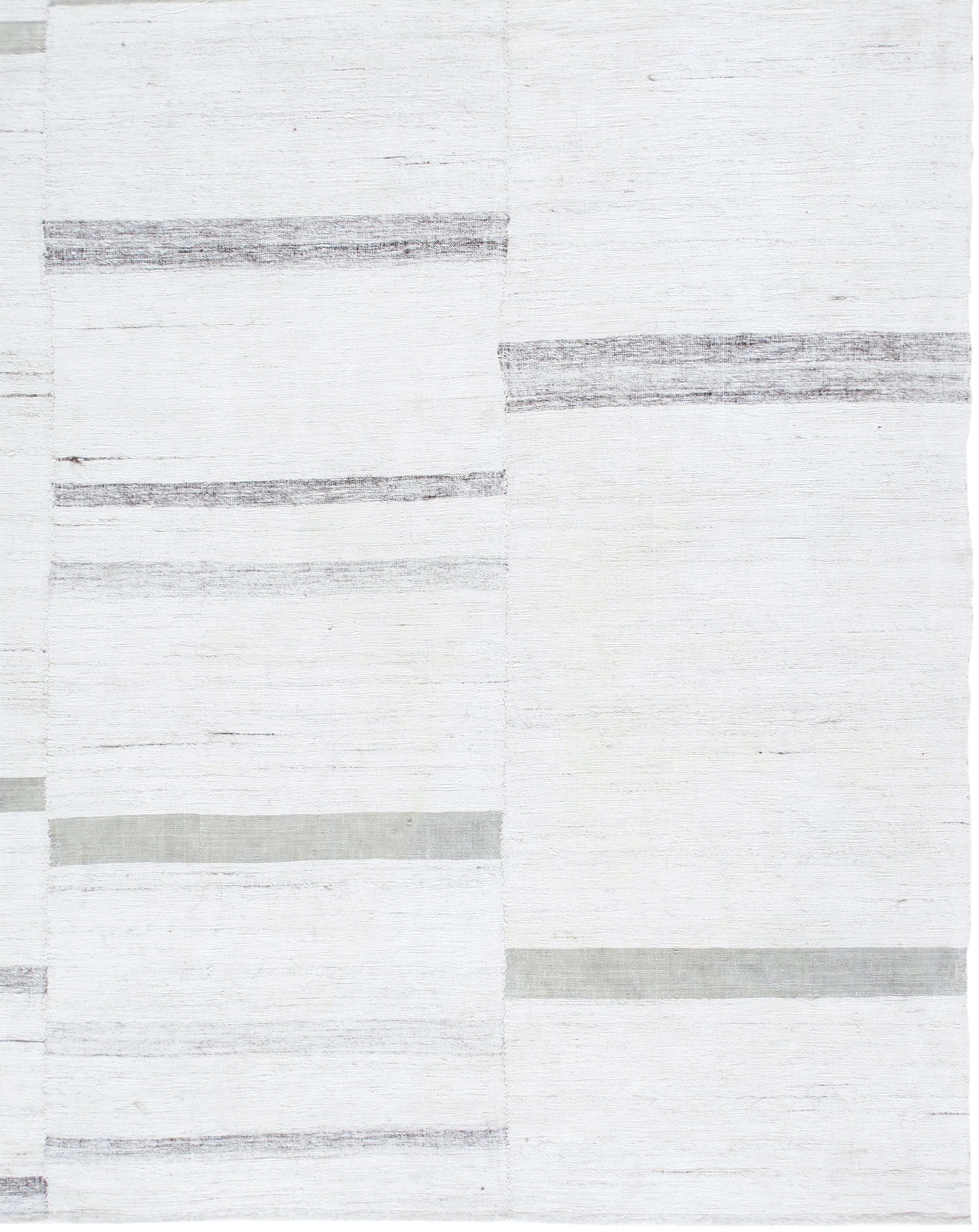 Contemporary Ivory Flatweave Rug with Minimal Linear Accents