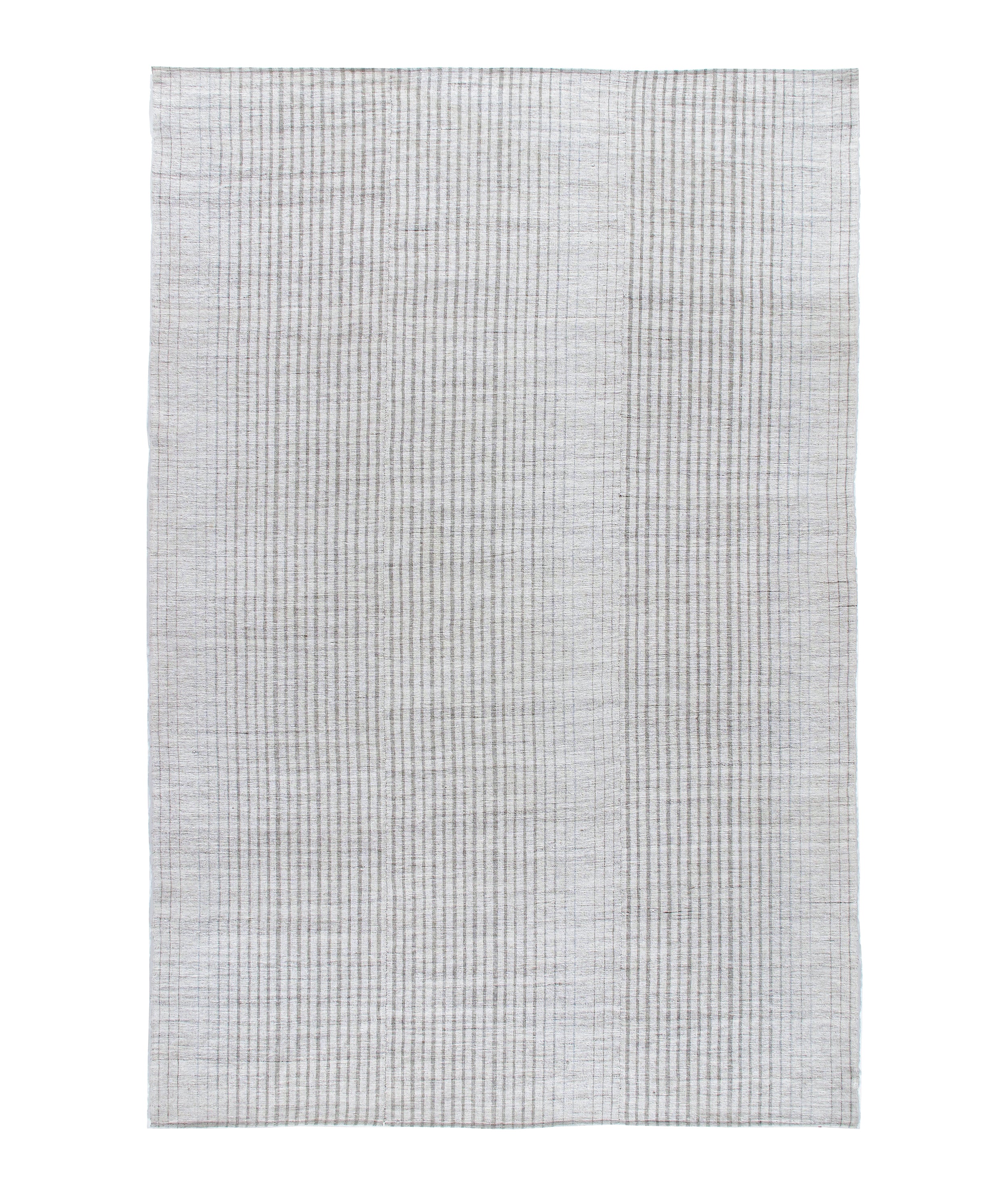 Modern Ivory Flatweave Rug with Fine Vertical Striping