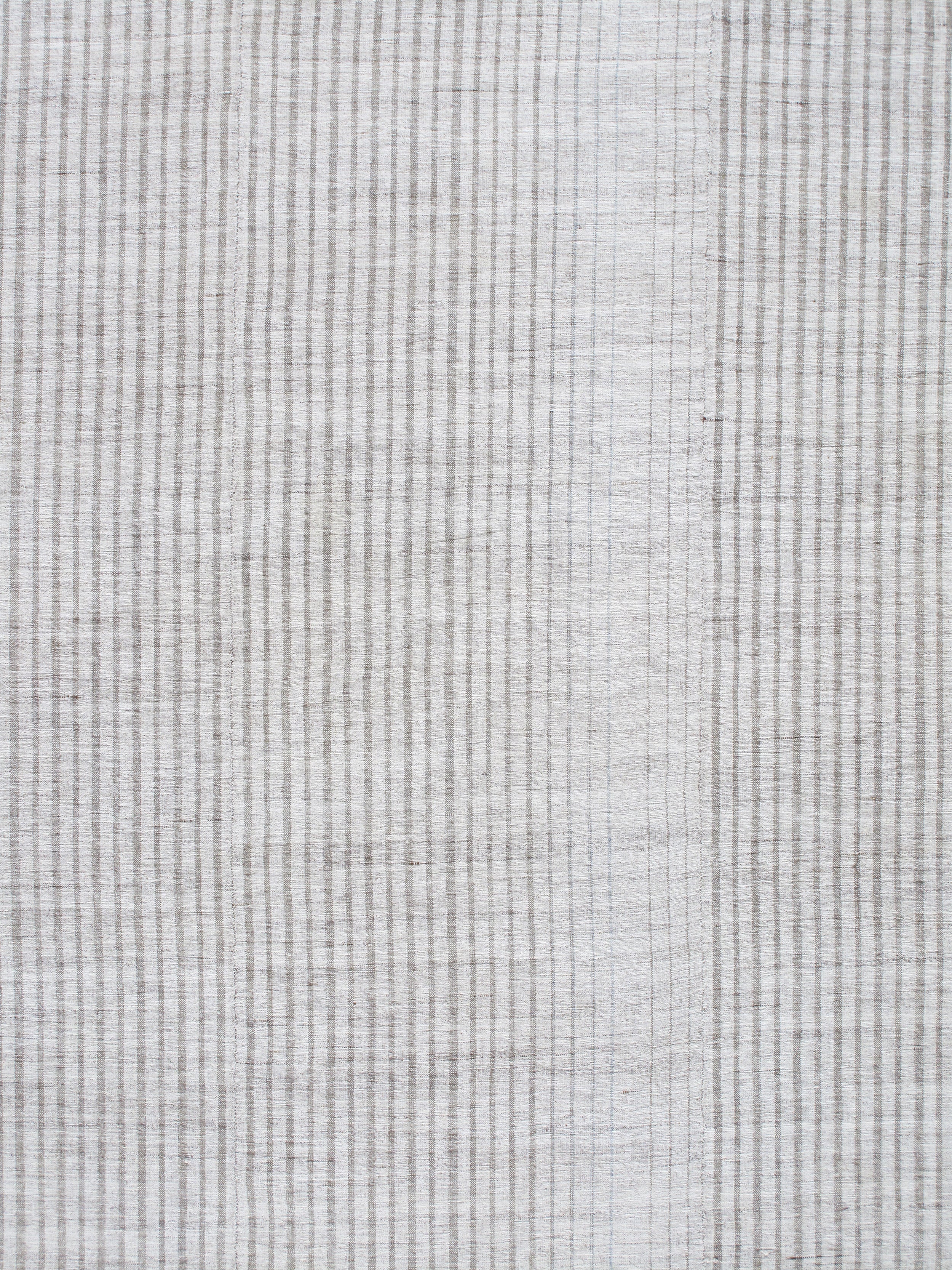 Modern Ivory Flatweave Rug with Fine Vertical Striping