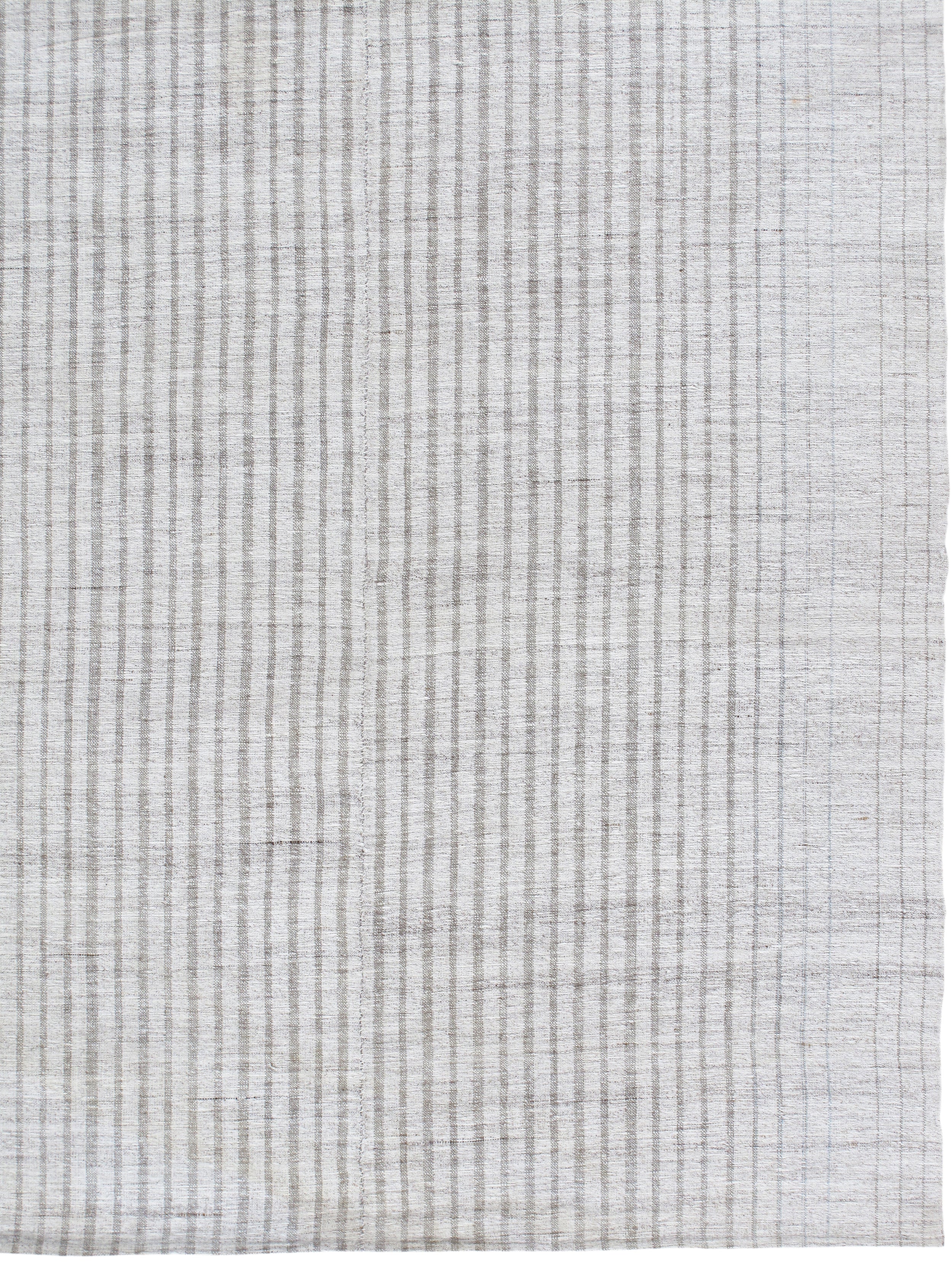 Modern Ivory Flatweave Rug with Fine Vertical Striping