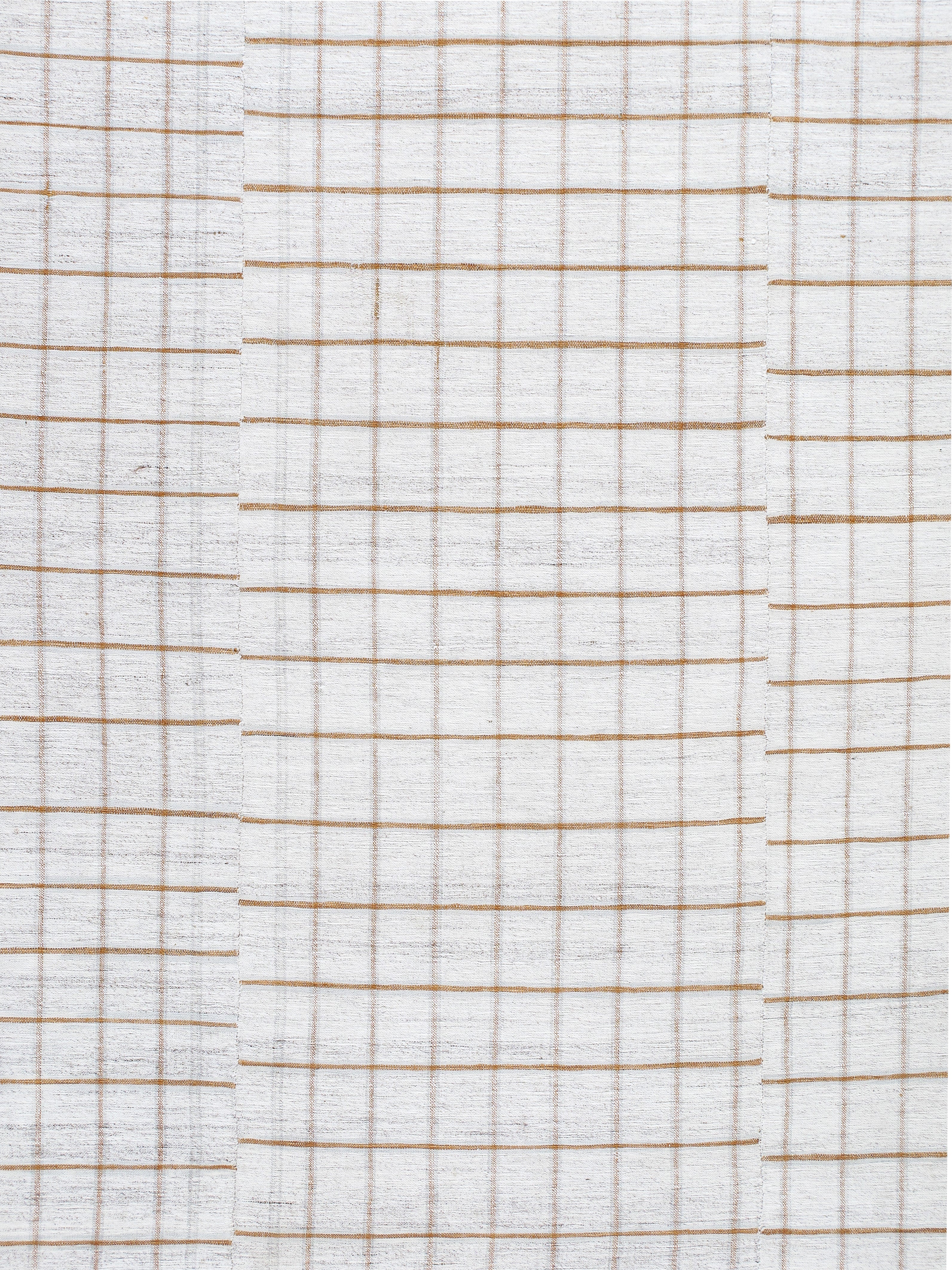 Modern Ivory Flatweave Rug with Warm Grid Pattern