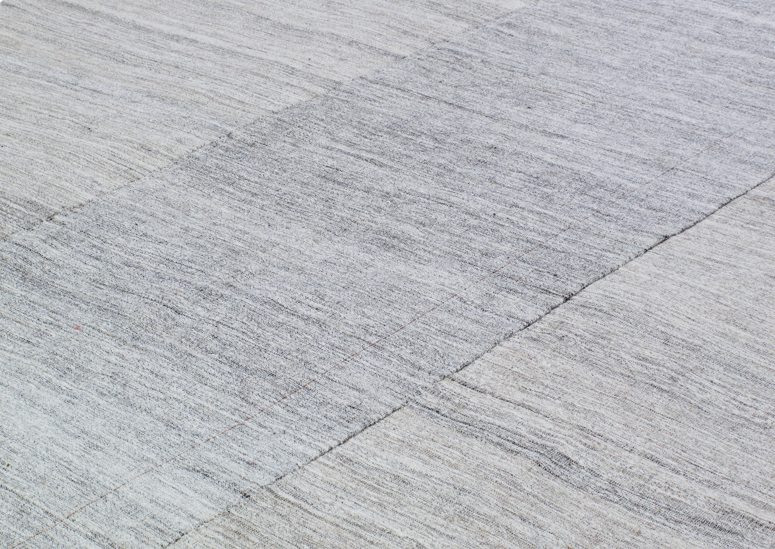 Modern Neutral Flatweave Rug with Tonal Block Pattern