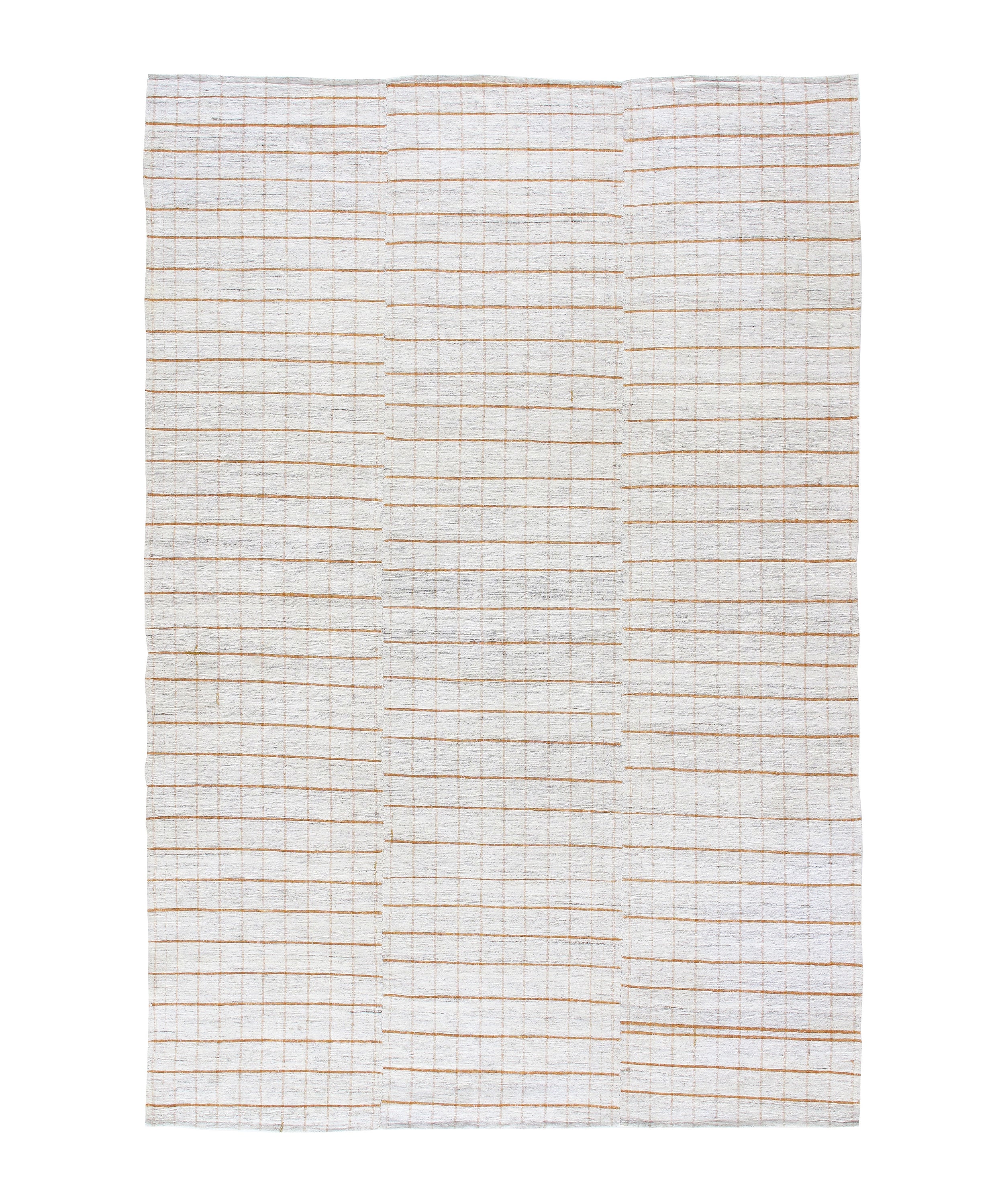 Ivory Flatweave Rug with Warm Linear Grid Design