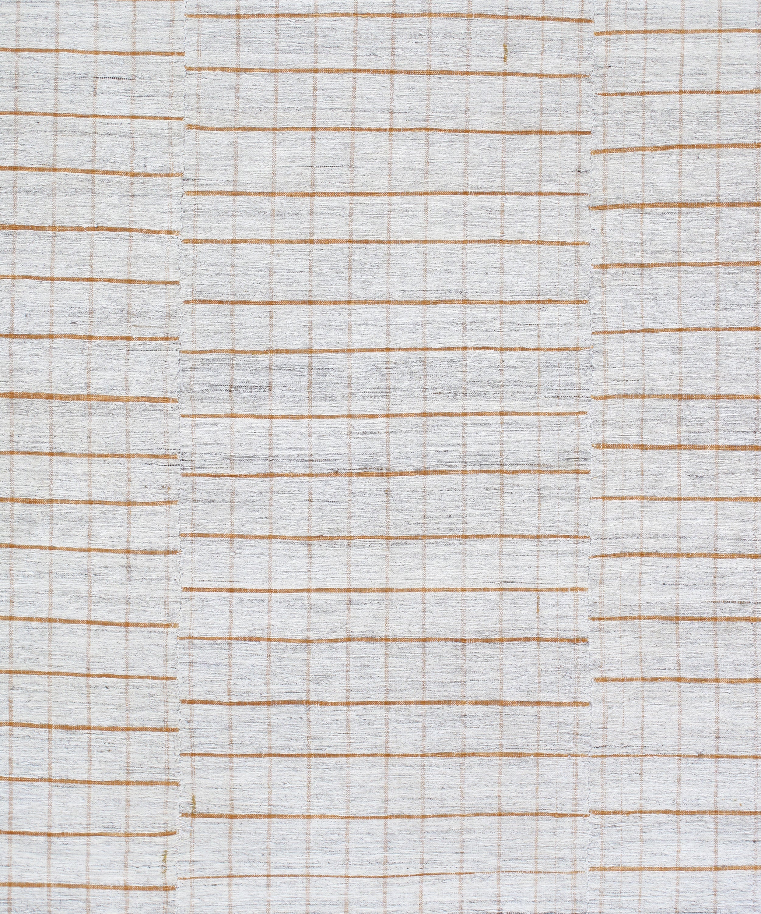 Ivory Flatweave Rug with Warm Linear Grid Design