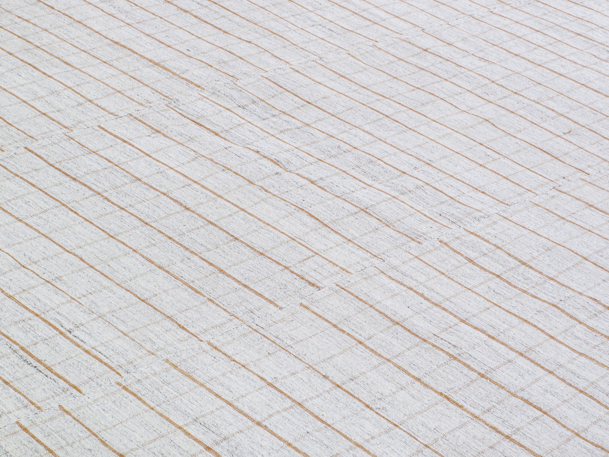 Ivory Flatweave Rug with Warm Linear Grid Design