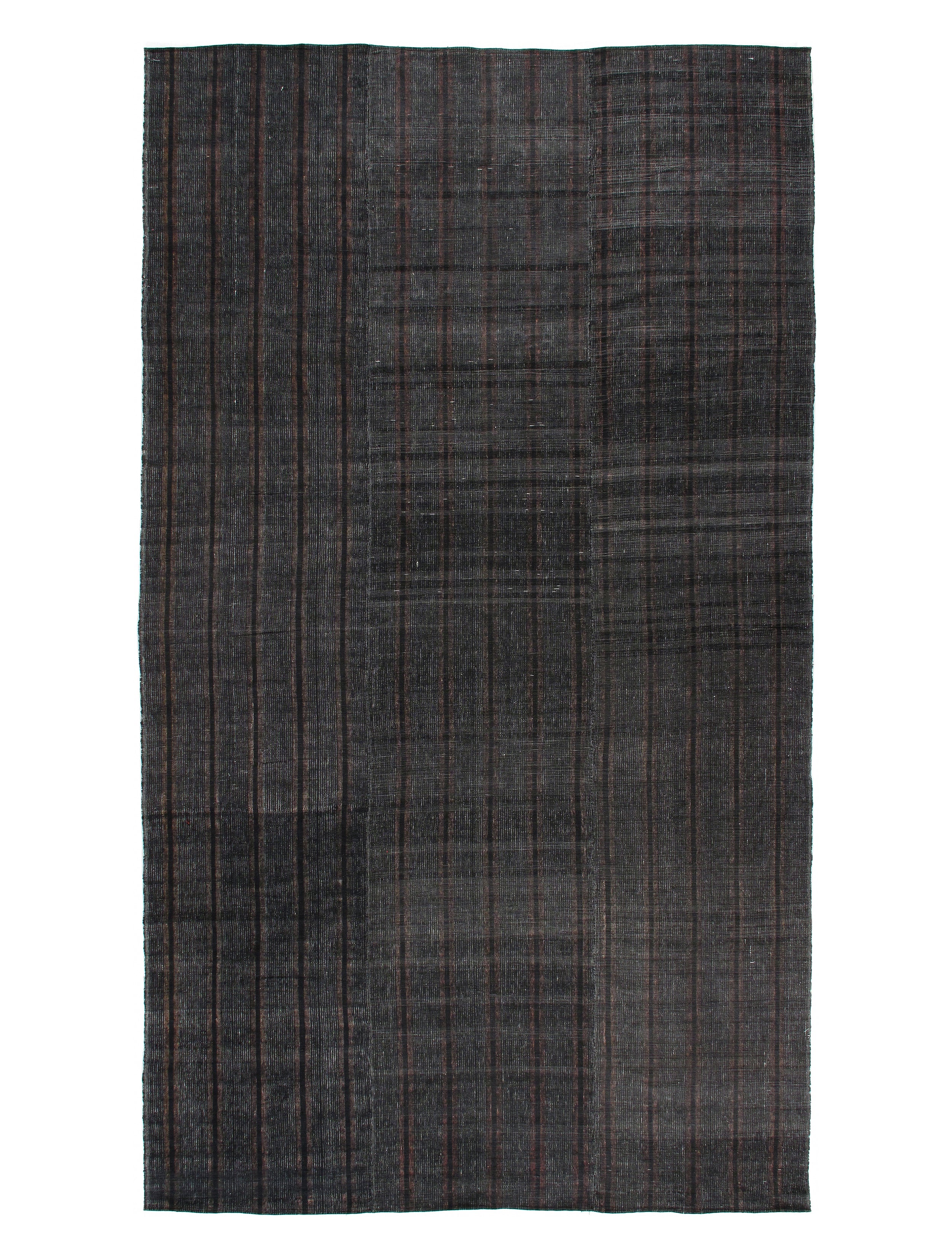 Charcoal Black Flatweave Rug with Subtle Vertical Texture