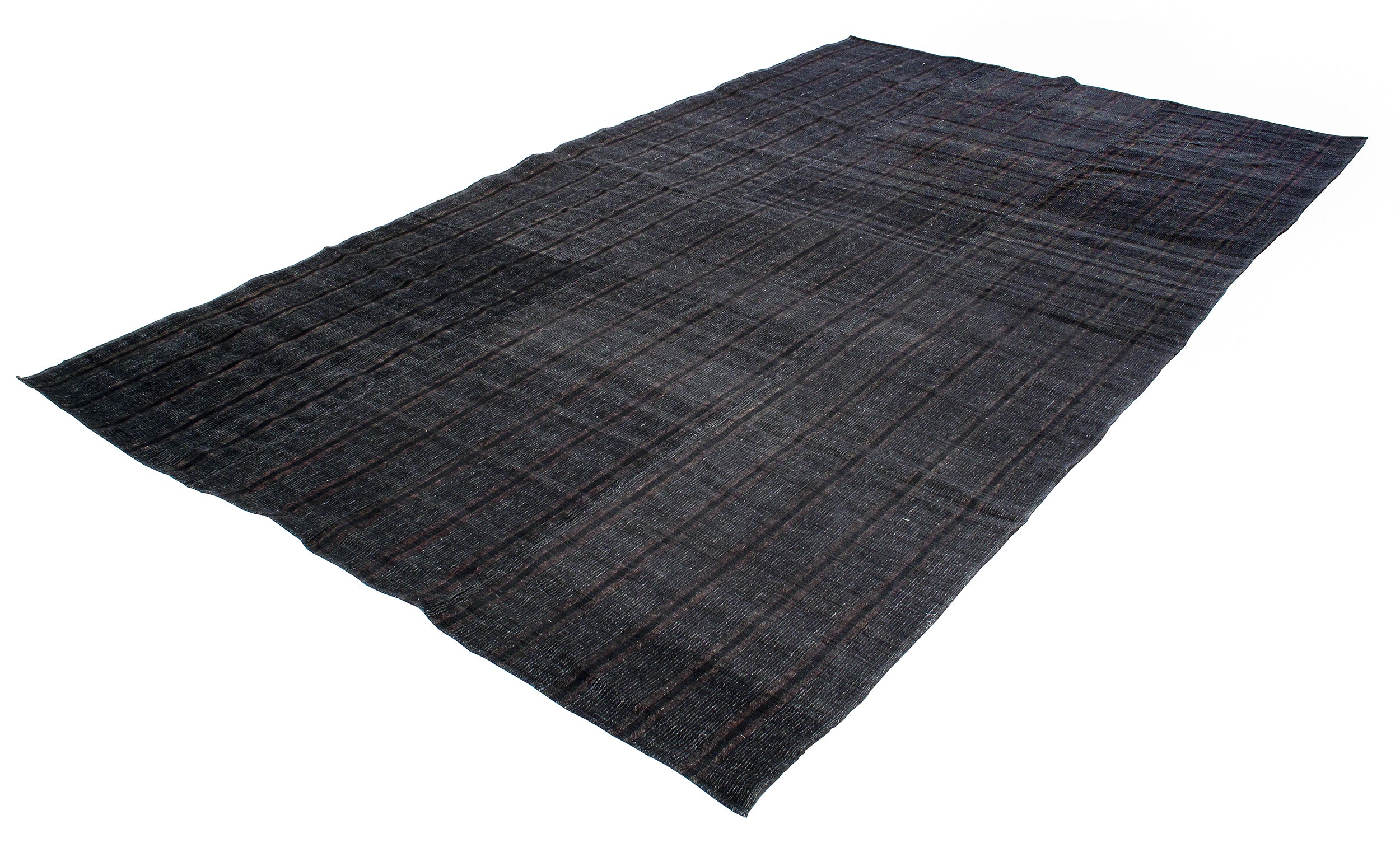 Charcoal Black Flatweave Rug with Subtle Vertical Texture