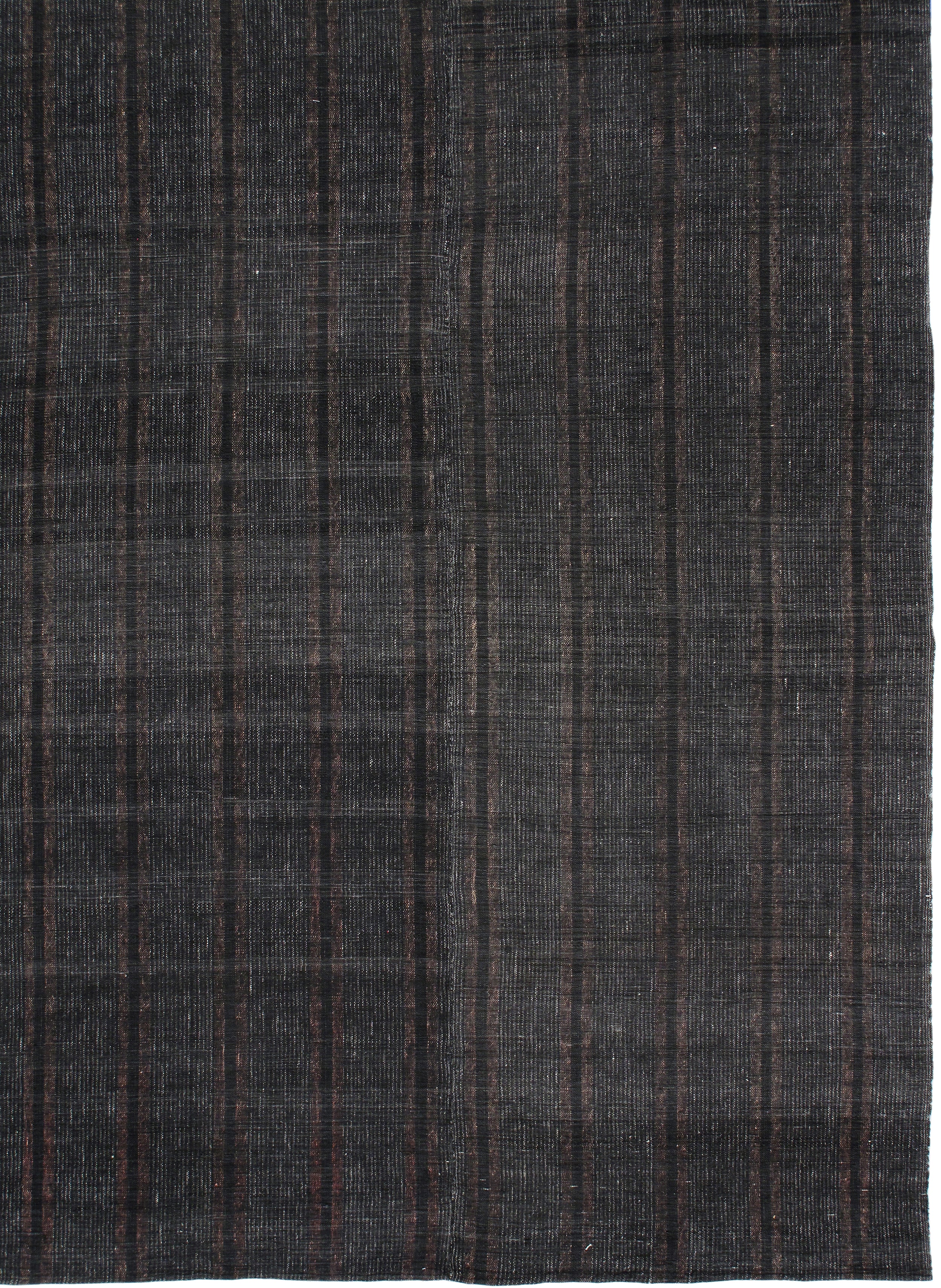 Charcoal Black Flatweave Rug with Subtle Vertical Texture