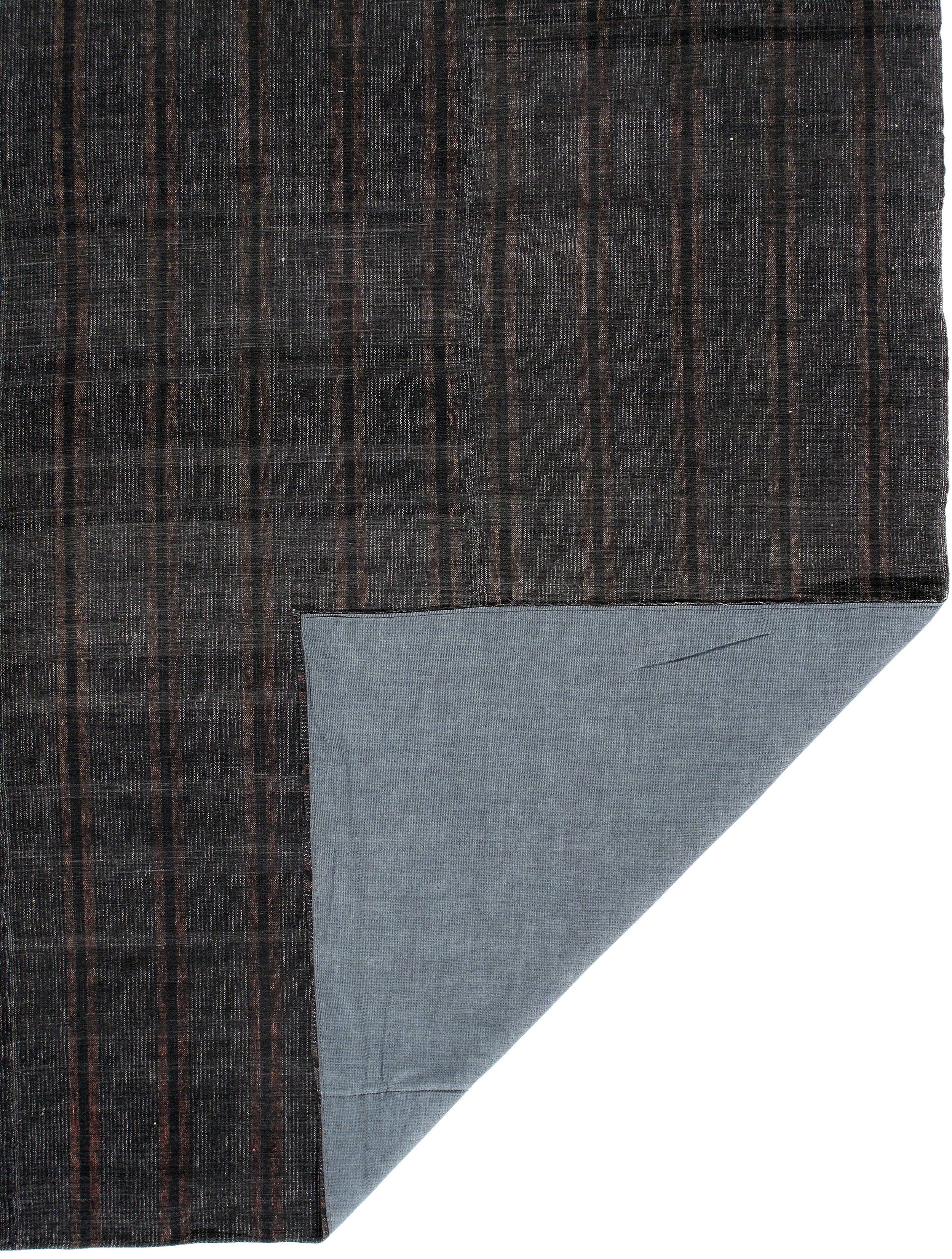 Charcoal Black Flatweave Rug with Subtle Vertical Texture