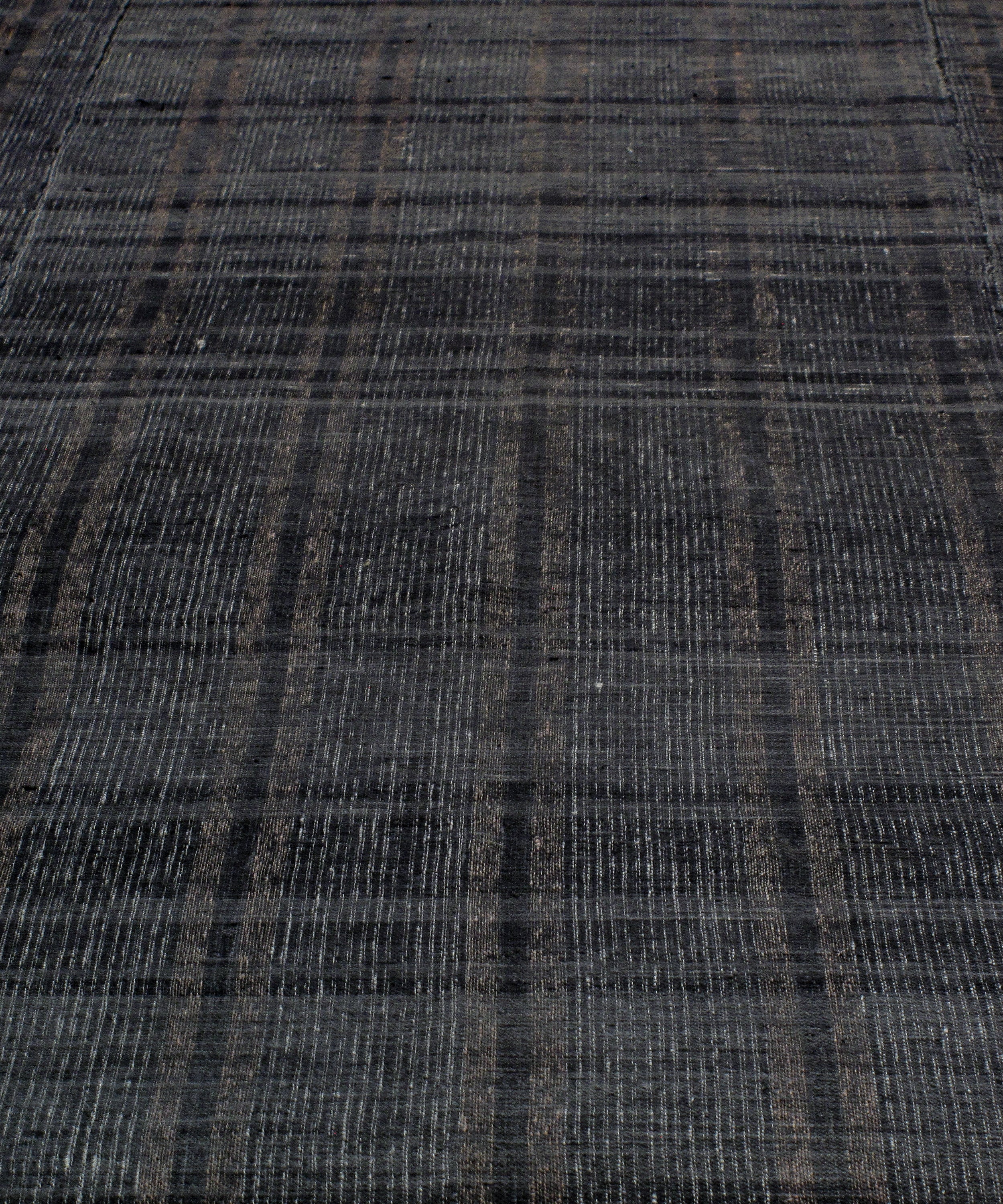 Charcoal Black Flatweave Rug with Subtle Vertical Texture
