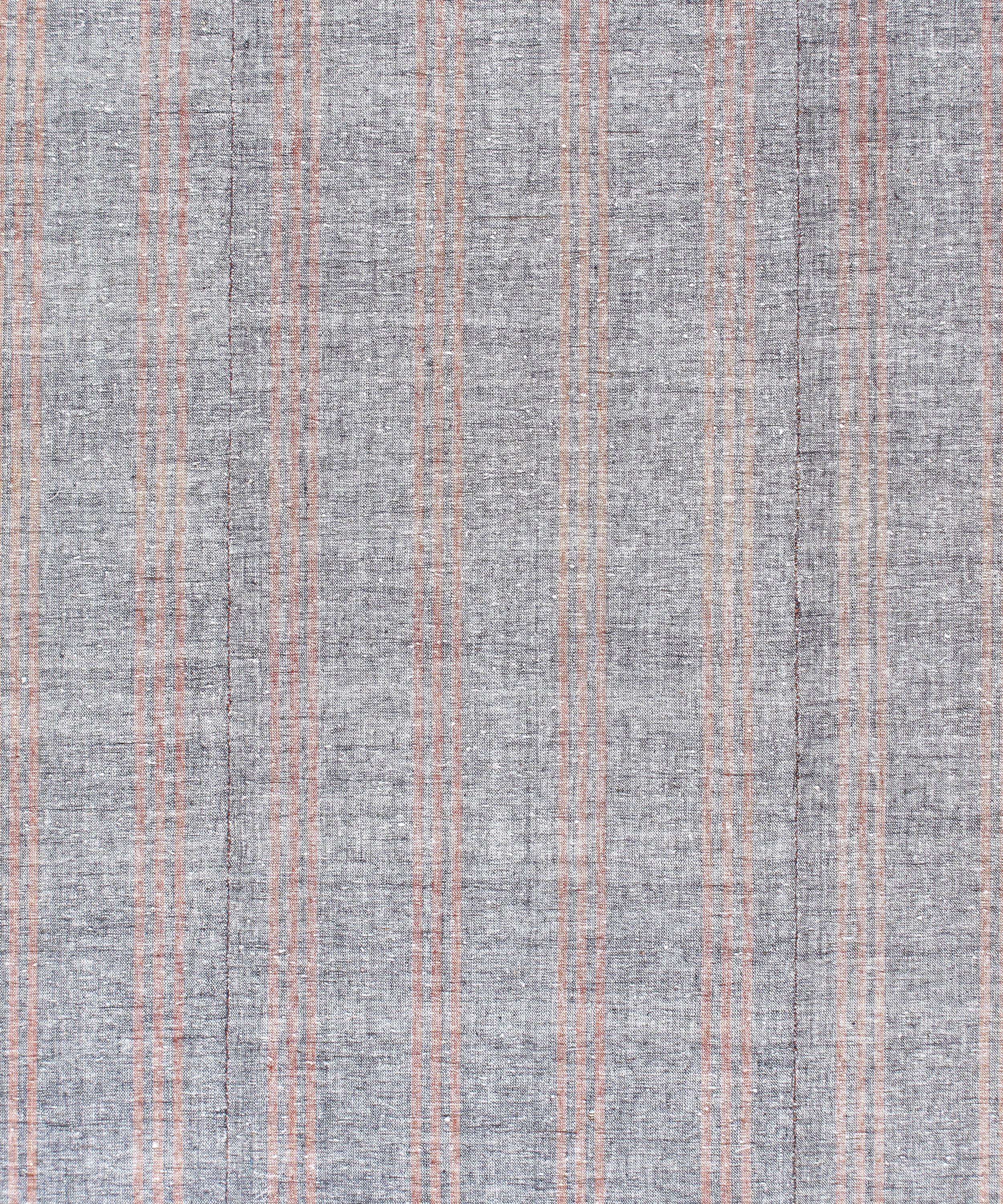 Gray Flatweave Rug with Red and Tan Vertical Stripes