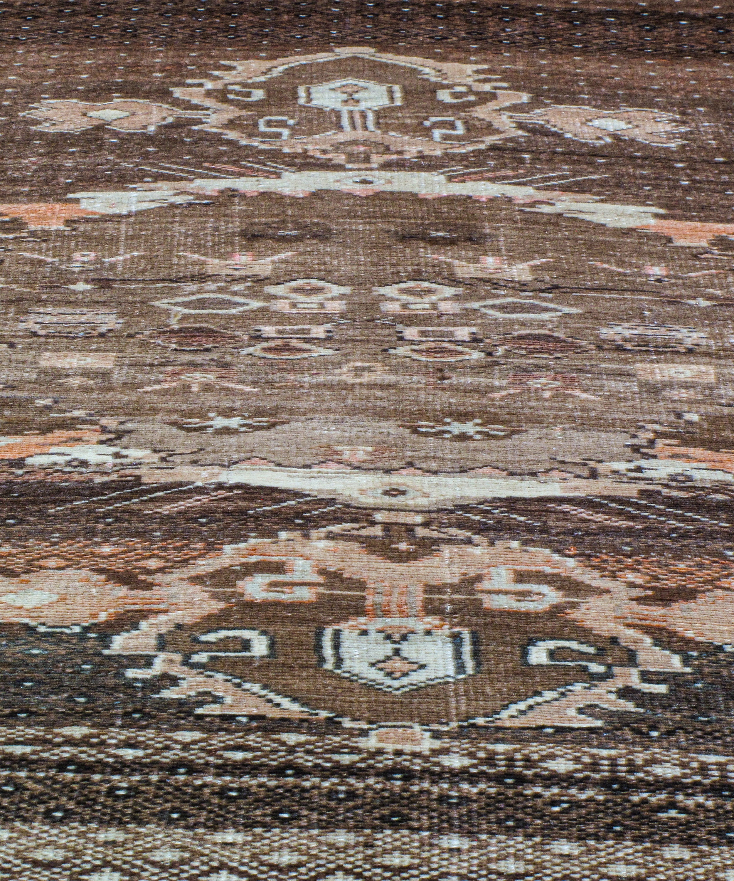 Antique-Inspired Brown Flatweave Rug with Floral Medallion Border