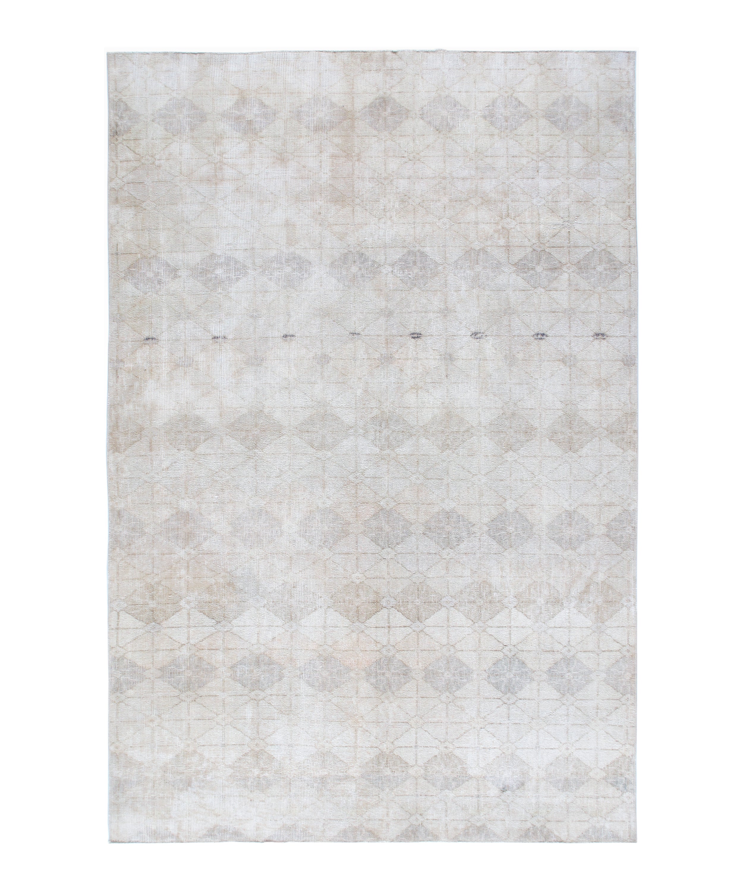 Faded Ivory Flatweave Rug with Subtle Tribal Motif