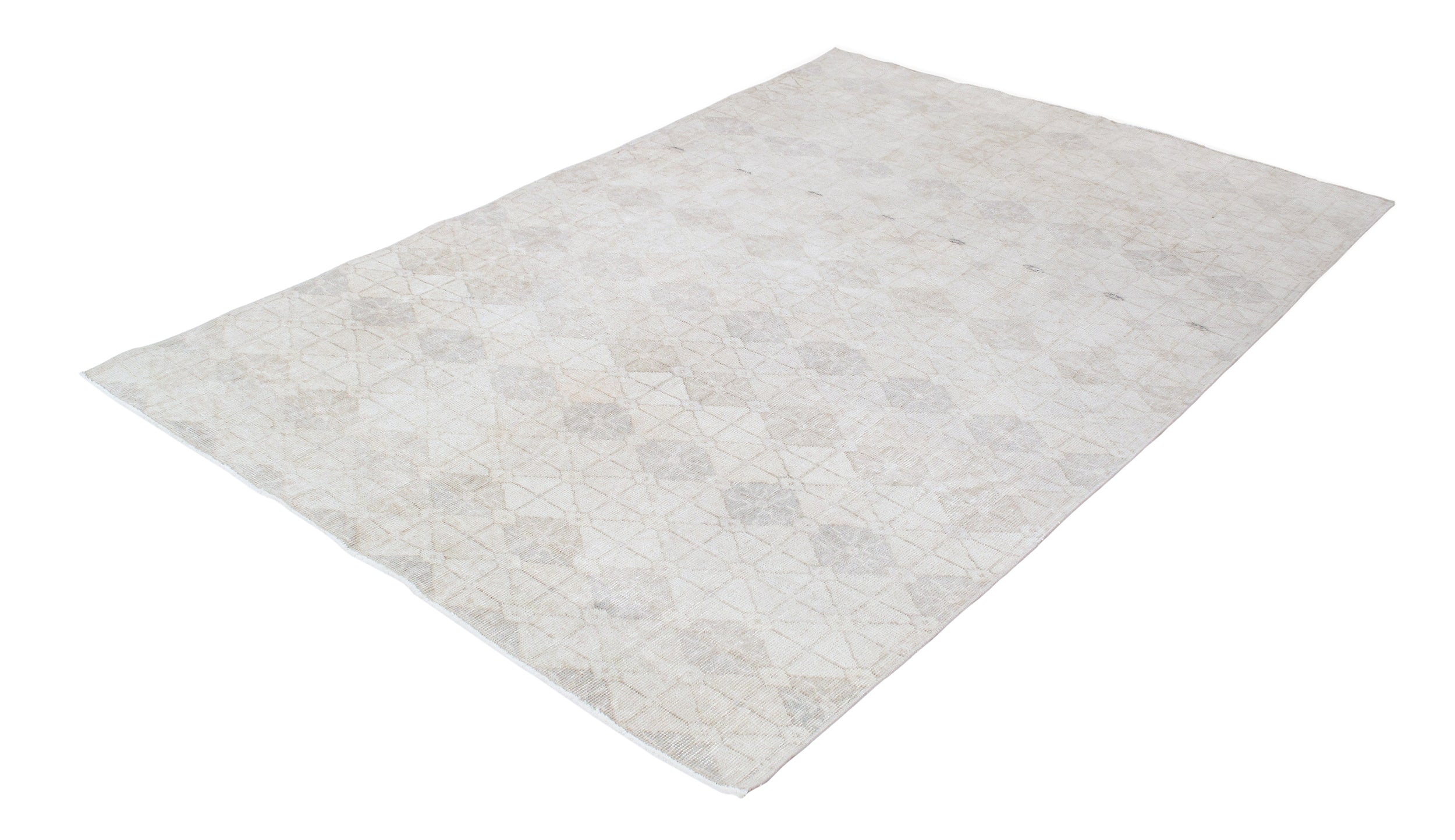Faded Ivory Flatweave Rug with Subtle Tribal Motif