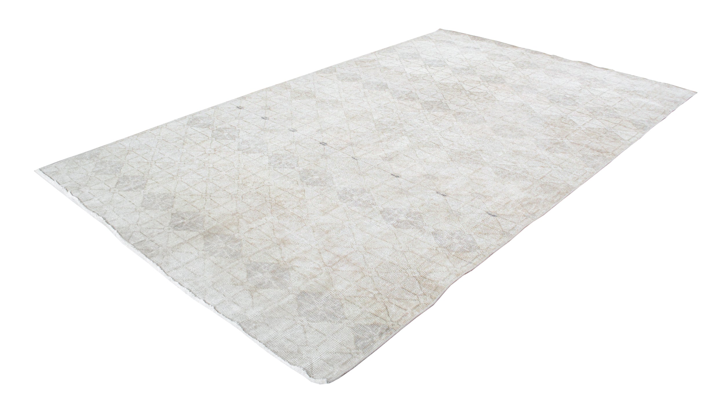 Faded Ivory Flatweave Rug with Subtle Tribal Motif