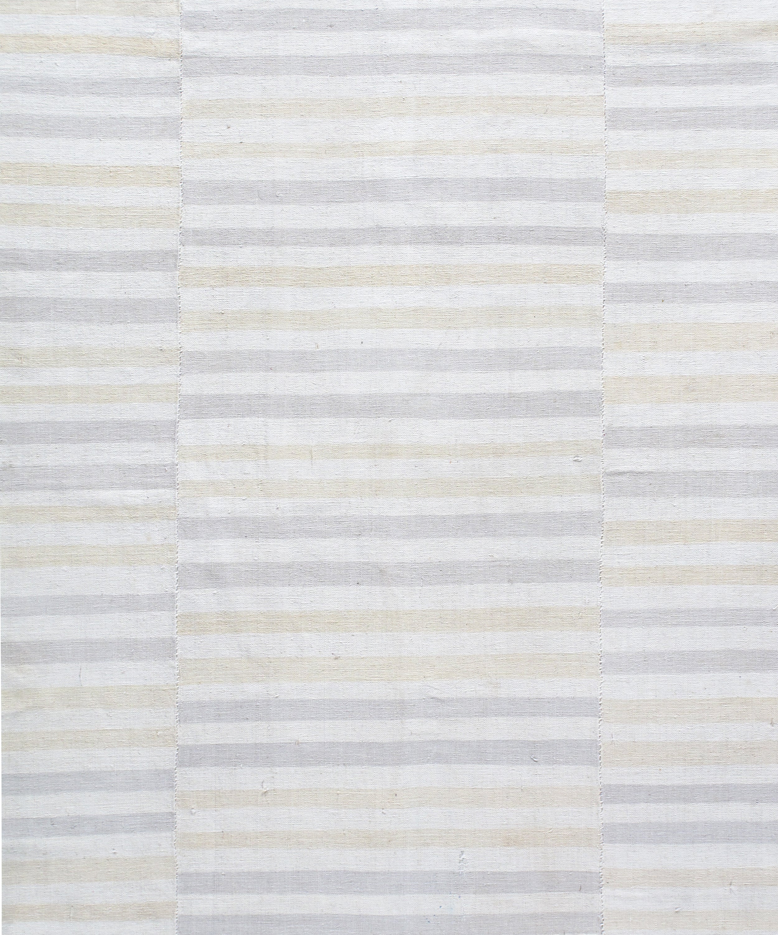Ivory Flatweave Rug with Subtle Cream and Gray Horizontal Stripes