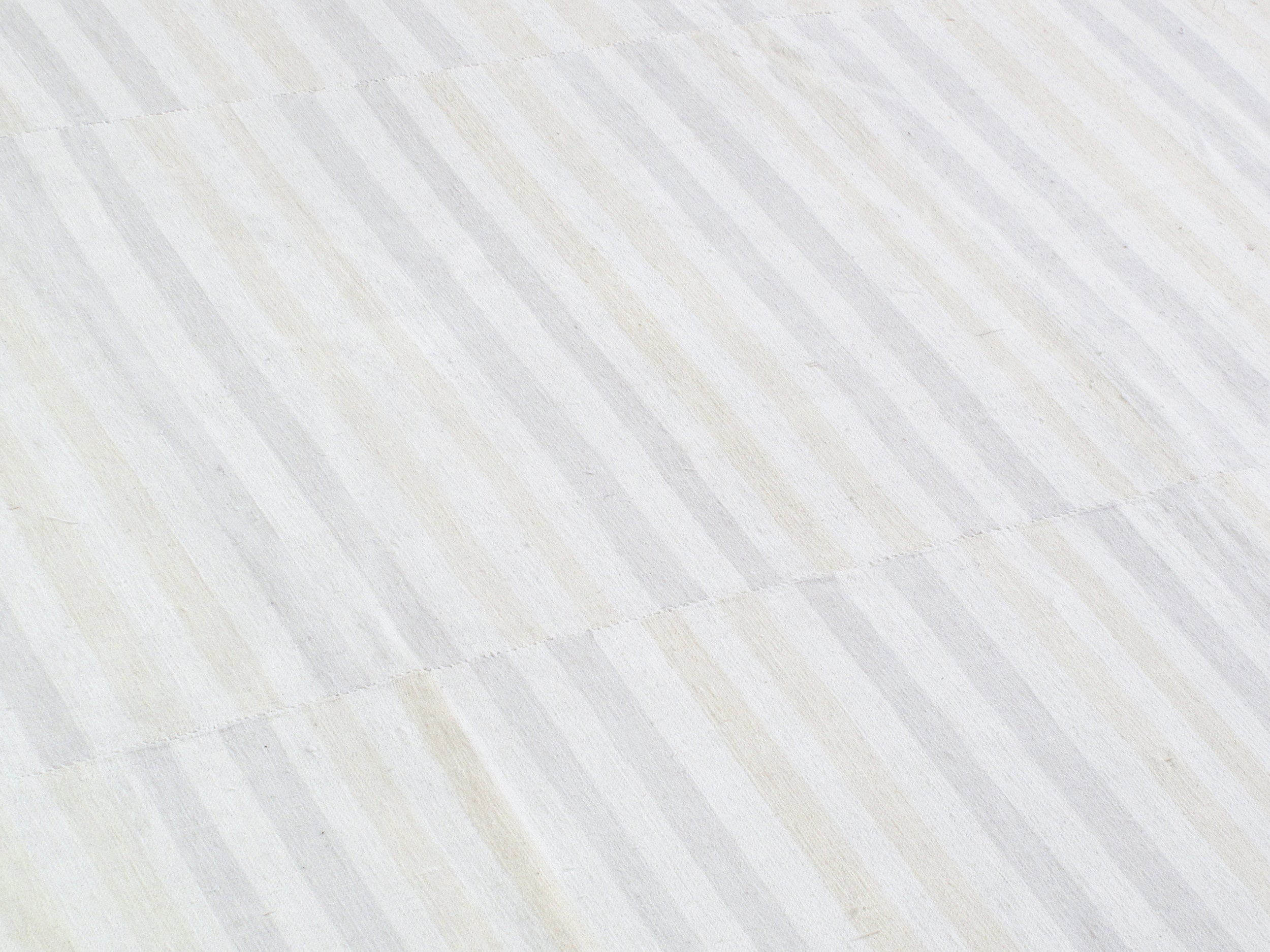 Ivory Flatweave Rug with Subtle Cream and Gray Horizontal Stripes