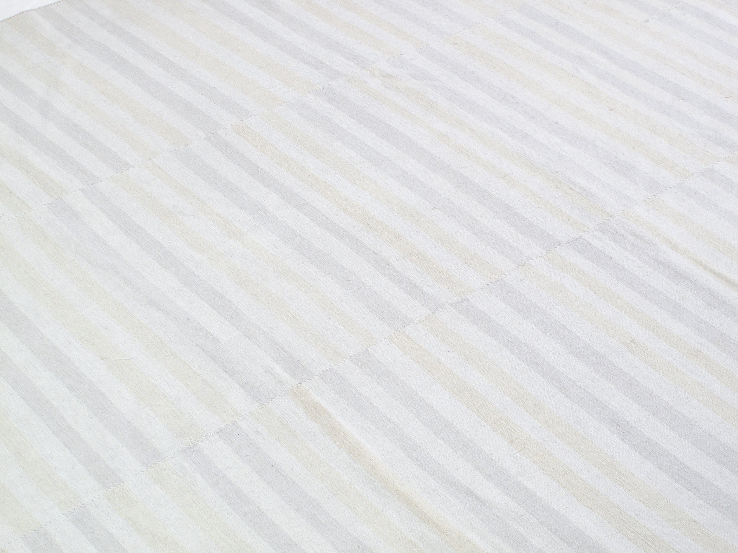 Ivory Flatweave Rug with Subtle Cream and Gray Horizontal Stripes