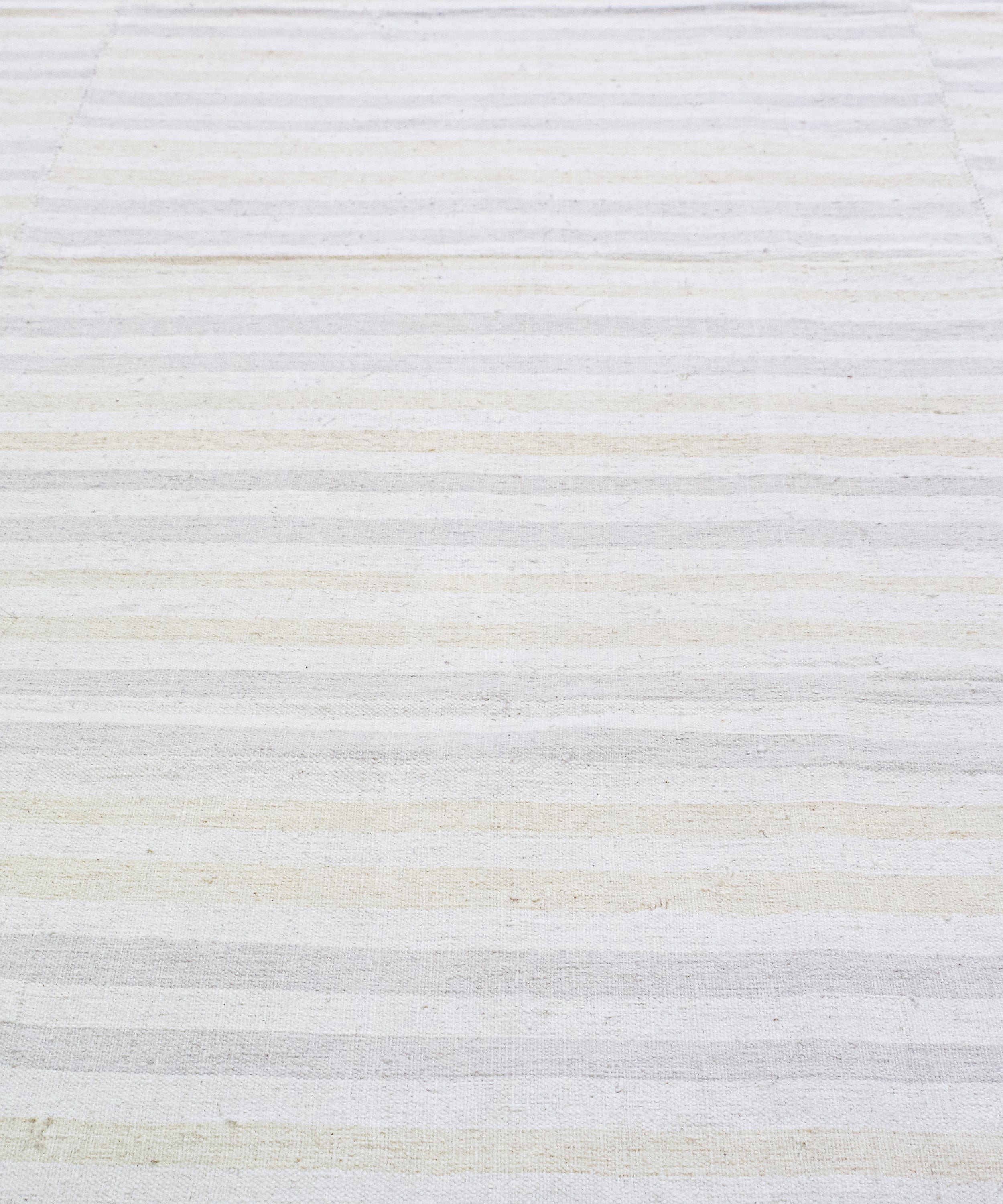 Ivory Flatweave Rug with Subtle Cream and Gray Horizontal Stripes