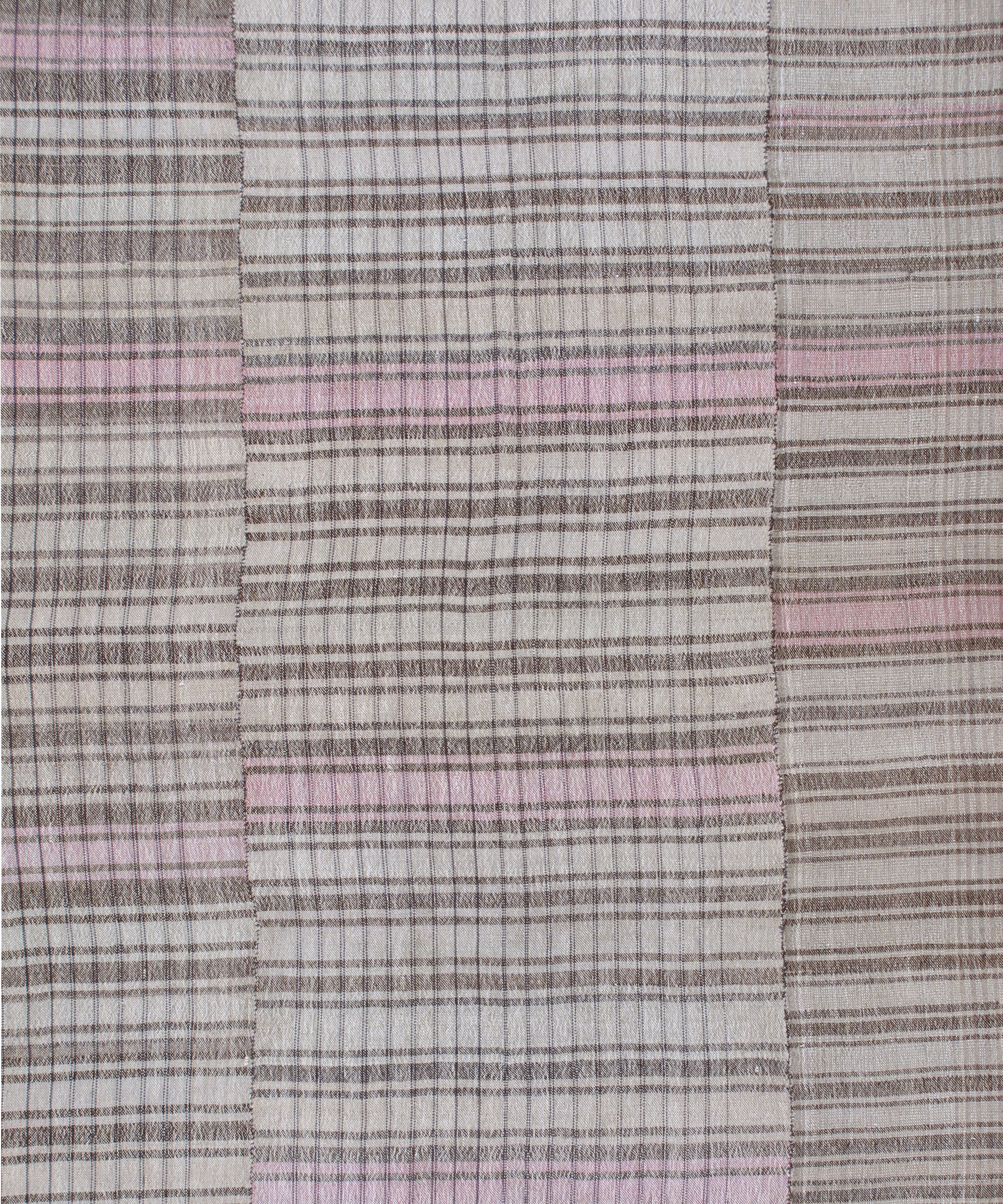 Neutral Flatweave Rug with Blush Pink Accent Stripes