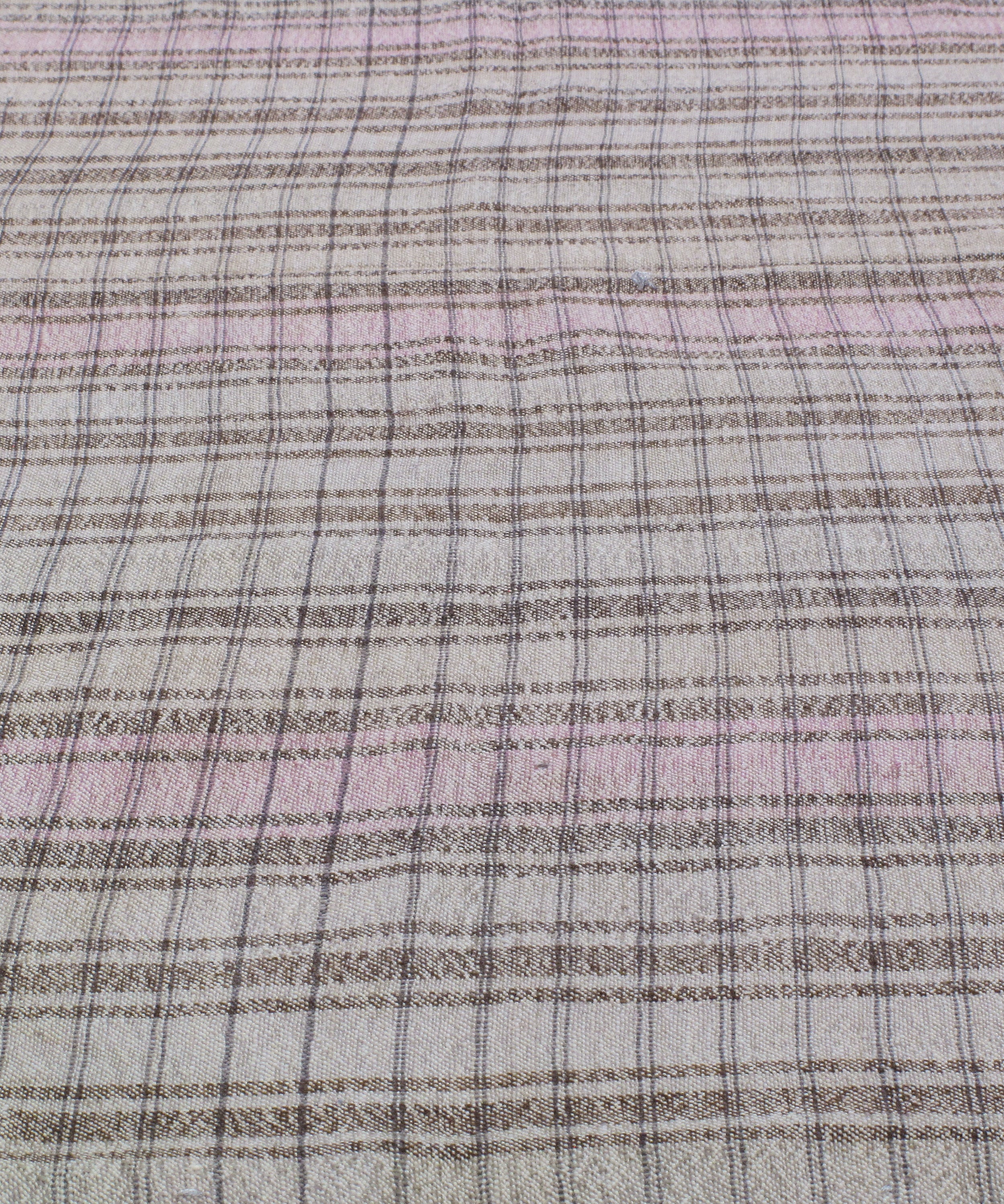 Neutral Flatweave Rug with Blush Pink Accent Stripes