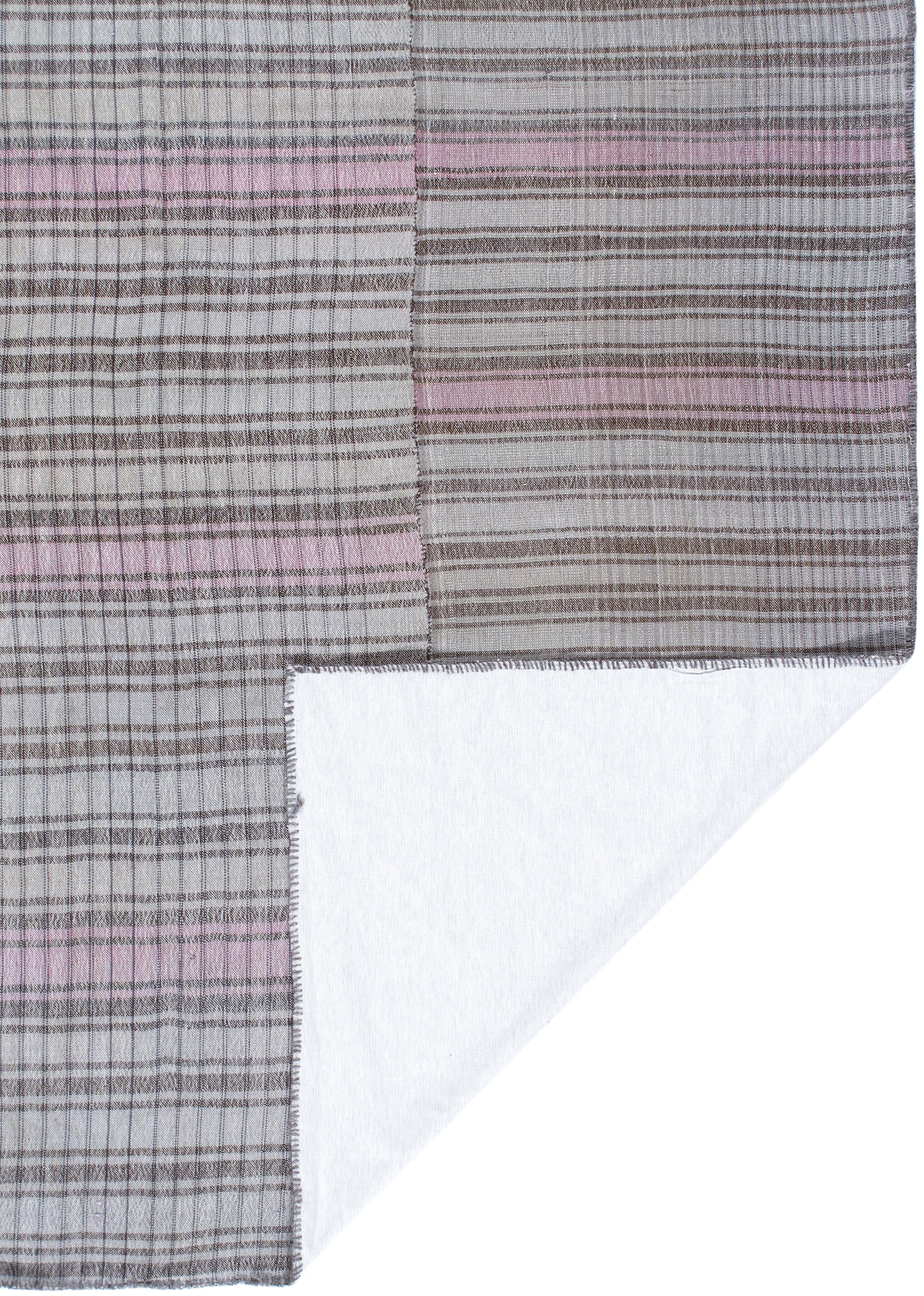 Neutral Flatweave Rug with Blush Pink Accent Stripes