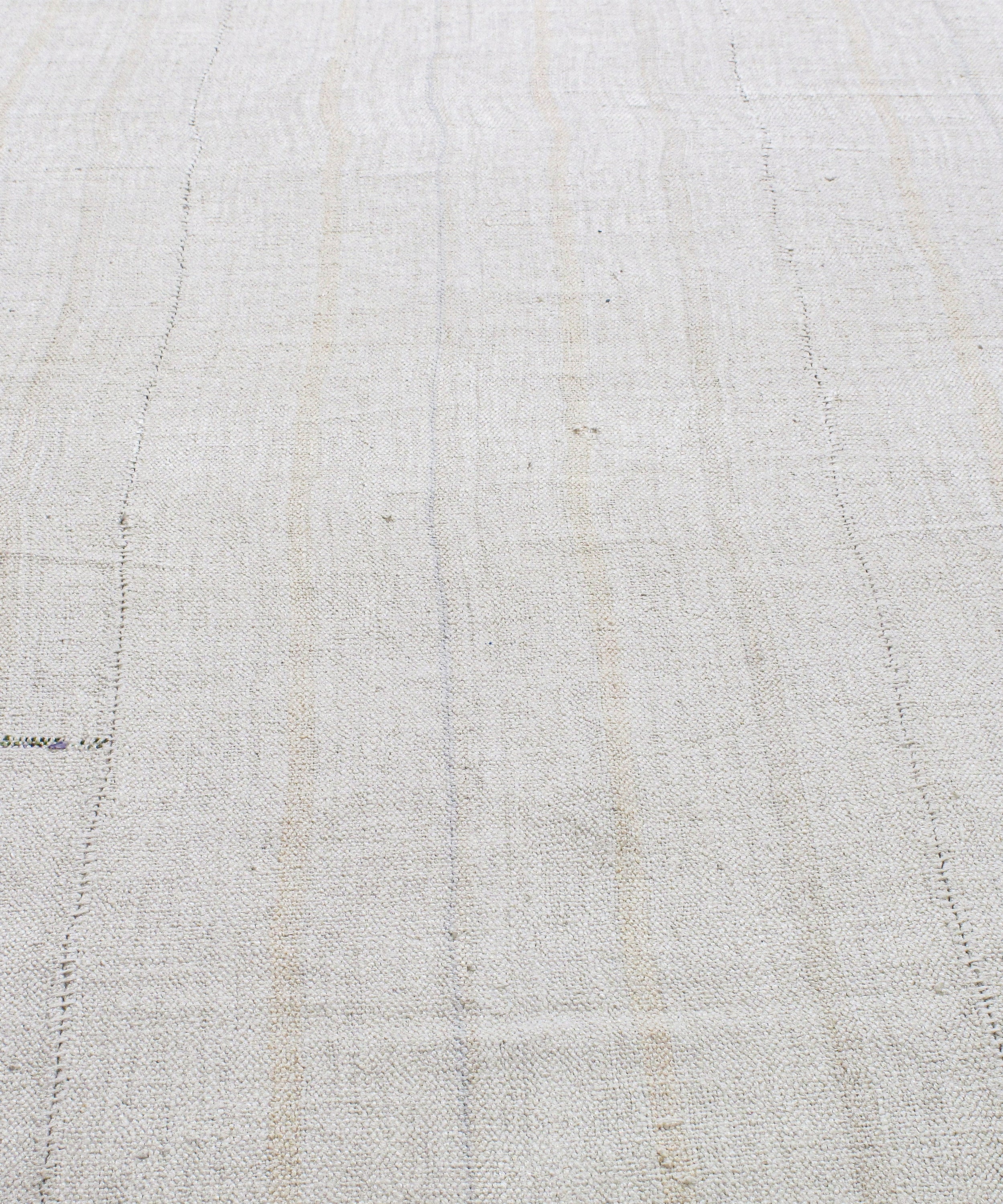 Ivory Flatweave Rug with Subtle Beige Vertical Lines
