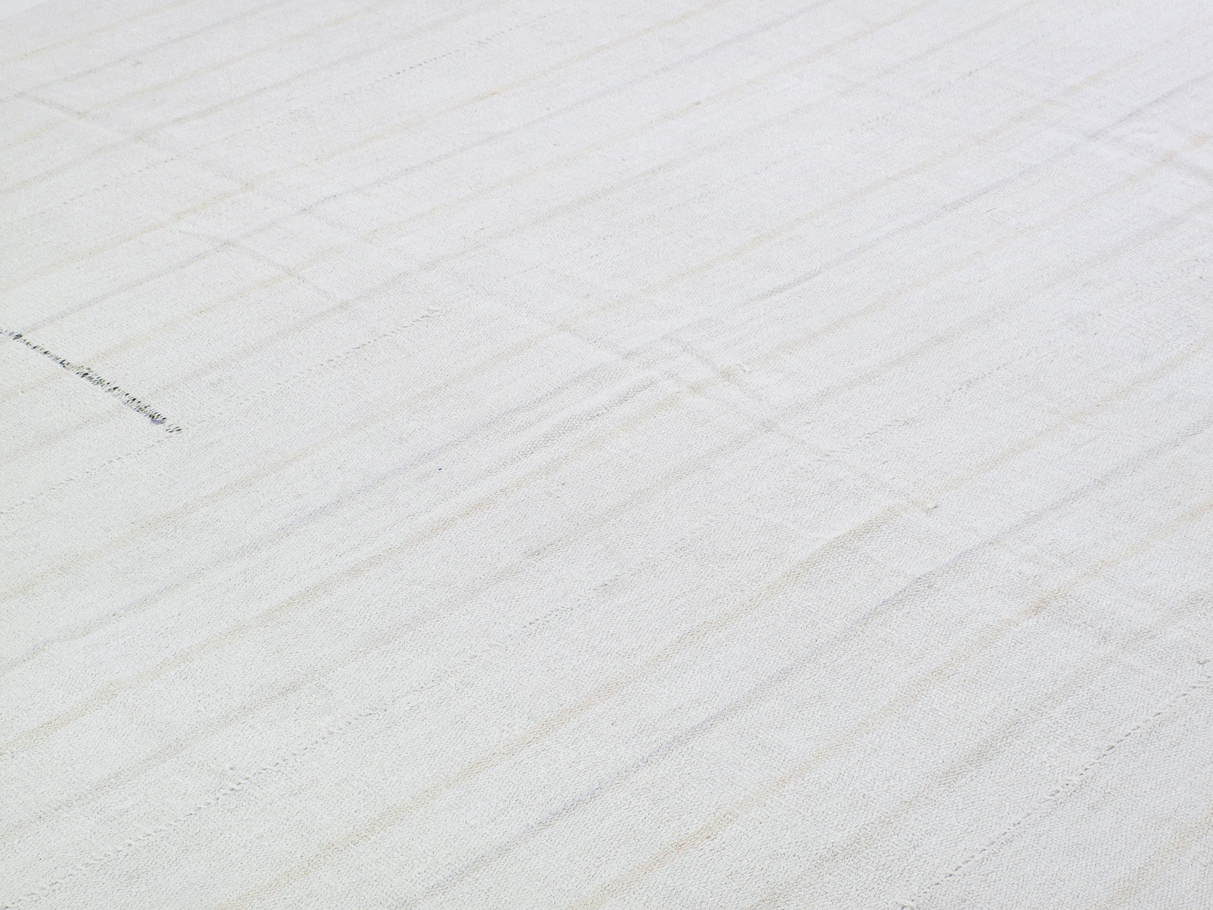 Ivory Flatweave Rug with Subtle Beige Vertical Lines